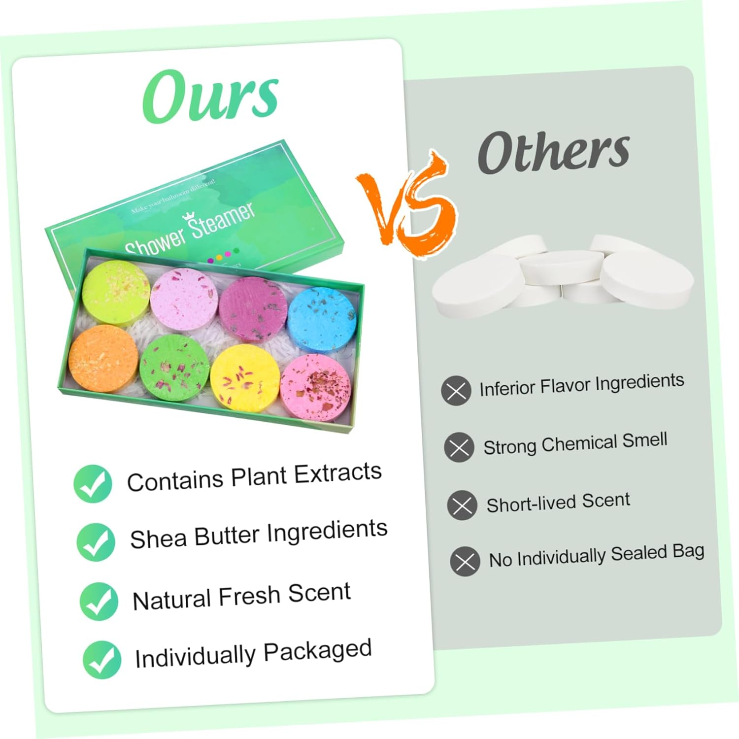 Aromatherapy Shower Steamers Tablets 8Pcs 30G Each with Dried Flowers Natural Bath Salt for Women Mood Relief and Relaxation Home Spa Bath Accessories image number 5