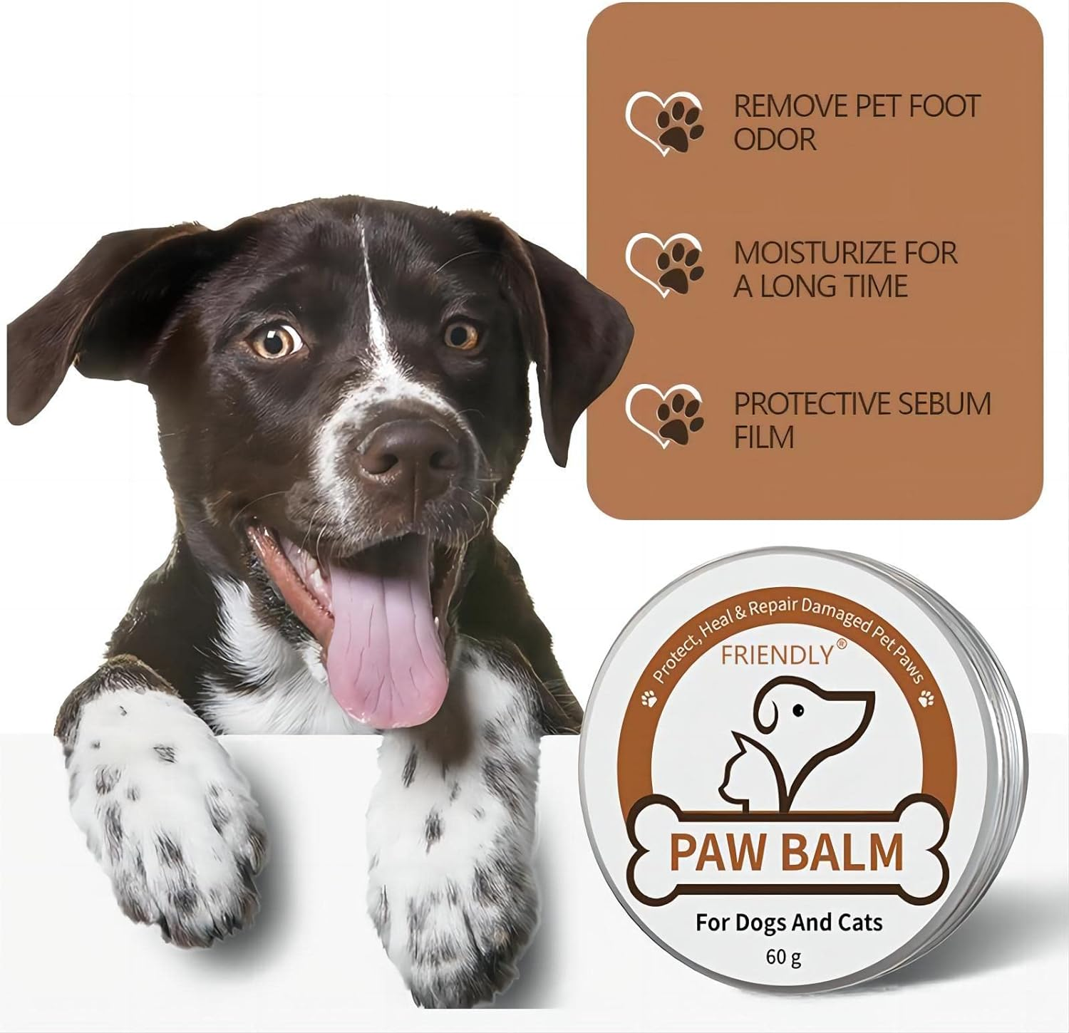 Purevie Dog Paw Cleaner Set, with 150Ml Dog Paw Cleaner & 60G Dog Paw Balm, 100% Natural Paw Pad Balm for Pets, Repairs & Restores Dry, Cracked & Damaged Paws, 2 Oz Canine Paw Moisturizer image number 5