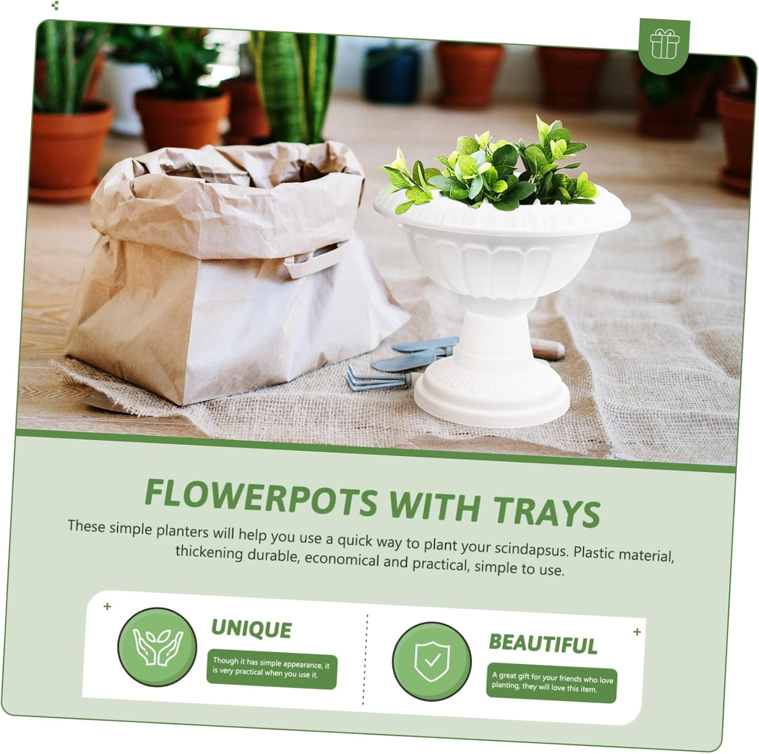 Kisangel Thickened Roman Column Plastic Flower Pot 25Cm Outdoor Garden Planter Multipurpose Plant Nursery Container Suitable for Balcony and Patio Gardening image number 4