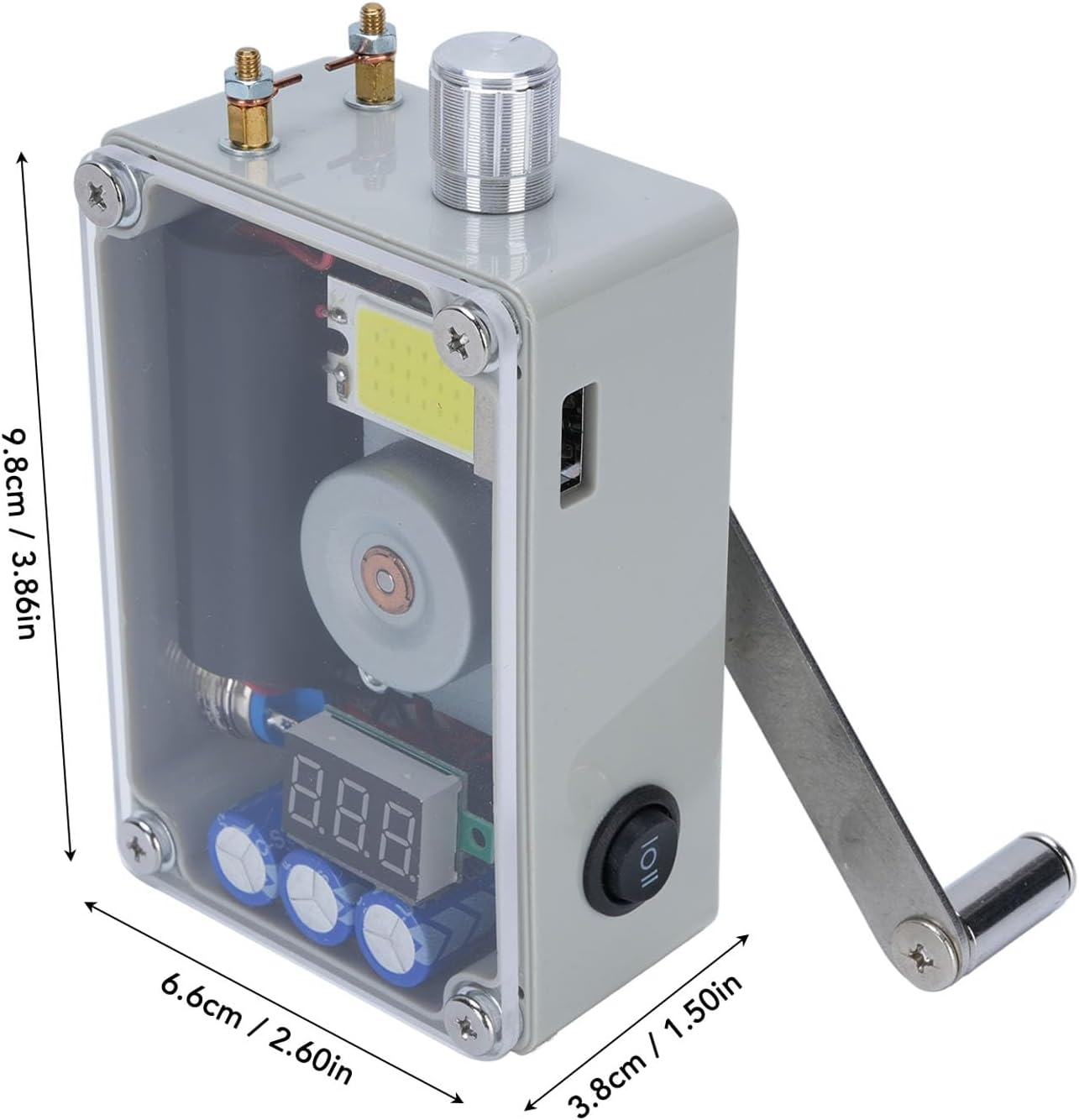 Hand Crank Generator Portable for Outdoor Camping Hiking, Hand Crank Charger with COB Light for Emergency Phone Charging image number 6