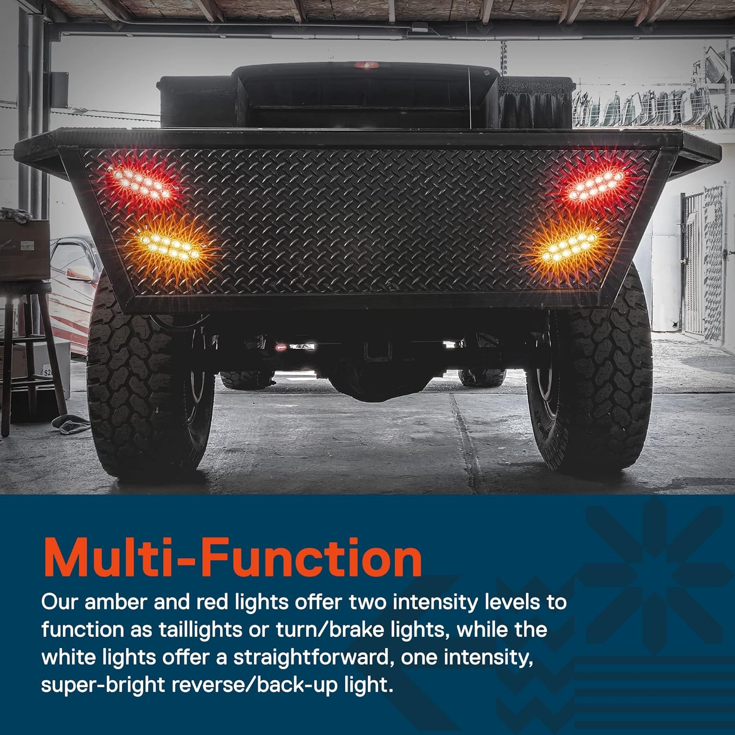 TRUE MODS 2Pc 6 Inch Amber Oval LED Trailer Tail Light Kit [DOT FMVSS 108 SAE I6P] [Surface-Mount] [IP67 Waterproof] [Park & Turn Signal] Yellow Orange Marine Trailer Lights for Boat Trailer RV Trucks image number 2