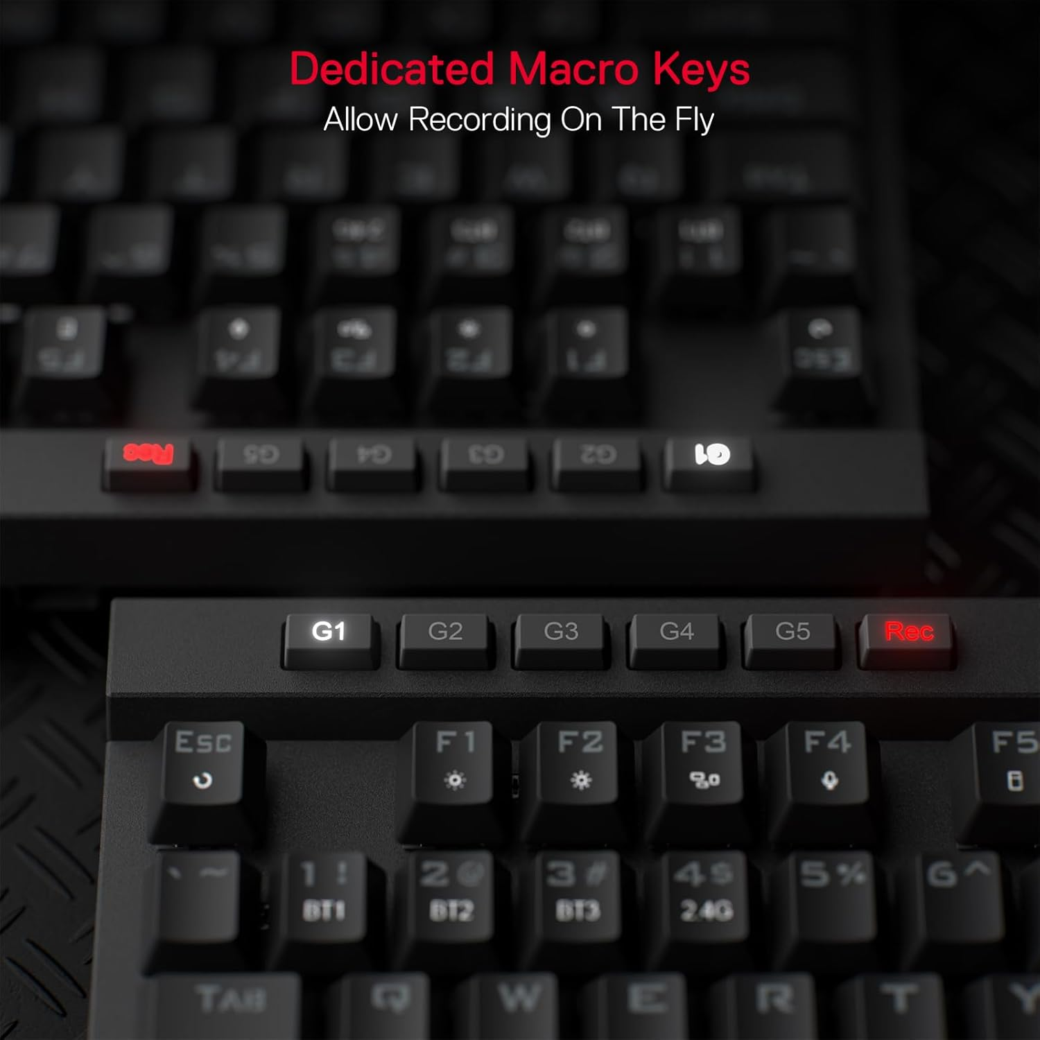 Redragon K580 PRO Wireless RGB Gaming Keyboard, Mechanical Keyboard with 3 Modes and 104 Keys, Hot-Swap Socket, Dedicated Media Control and Onboard Macro Recording, Linear Red Switch image number 3