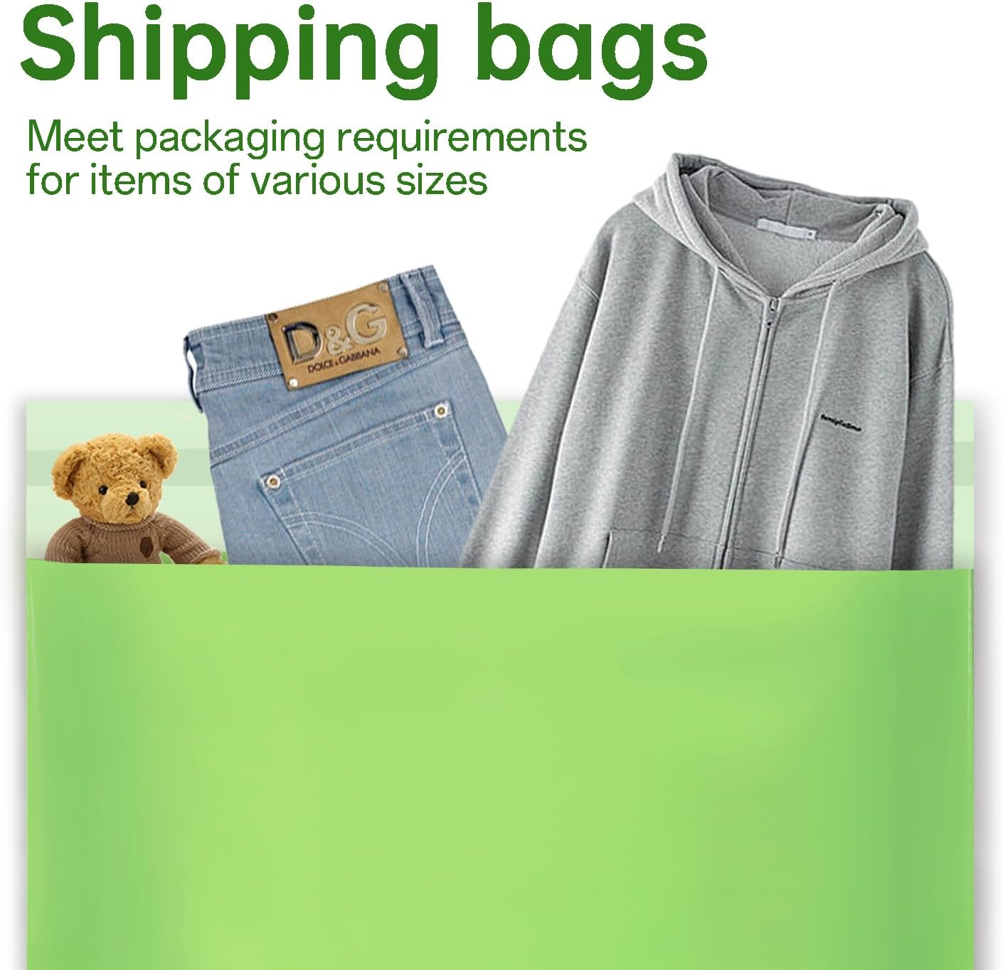 Poly Mailers 32X39 CM 100Pc Shipping Bagsn for Small Business Mailing Envelopes for Clothing,Self Seal Shipping Envelopes Waterproof Poly Bags Durable Packaging Bags Light Green image number 4