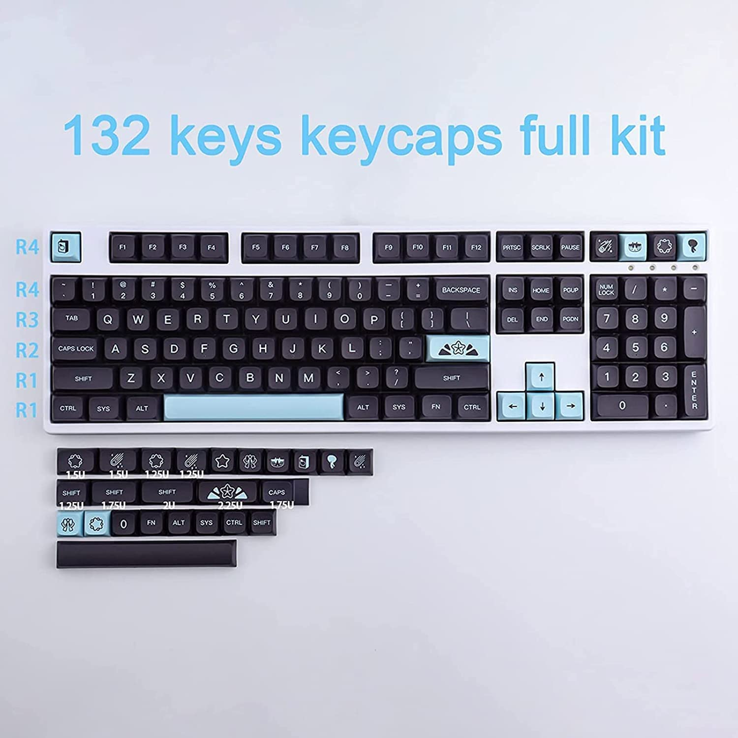 JOMKIZ 132 Keys PBT Keycaps Set - Comet XDA Profile Dye Sublimation Customized ANSI Layout Compatible with Cherry MX Switches Mechanical Keyboards image number 3