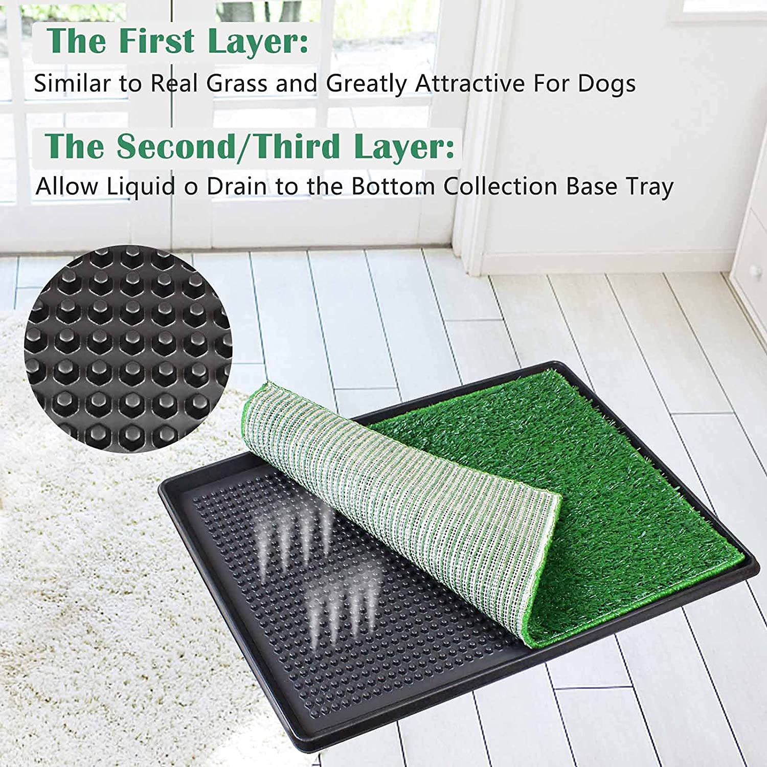 BRIAN & DANY Dog Toilet Puppy Pee Training Pad, with Two Artificial Grass Mats and Waste Tray for Indoor/Outdoor, 76Cm X 51Cm image number 4