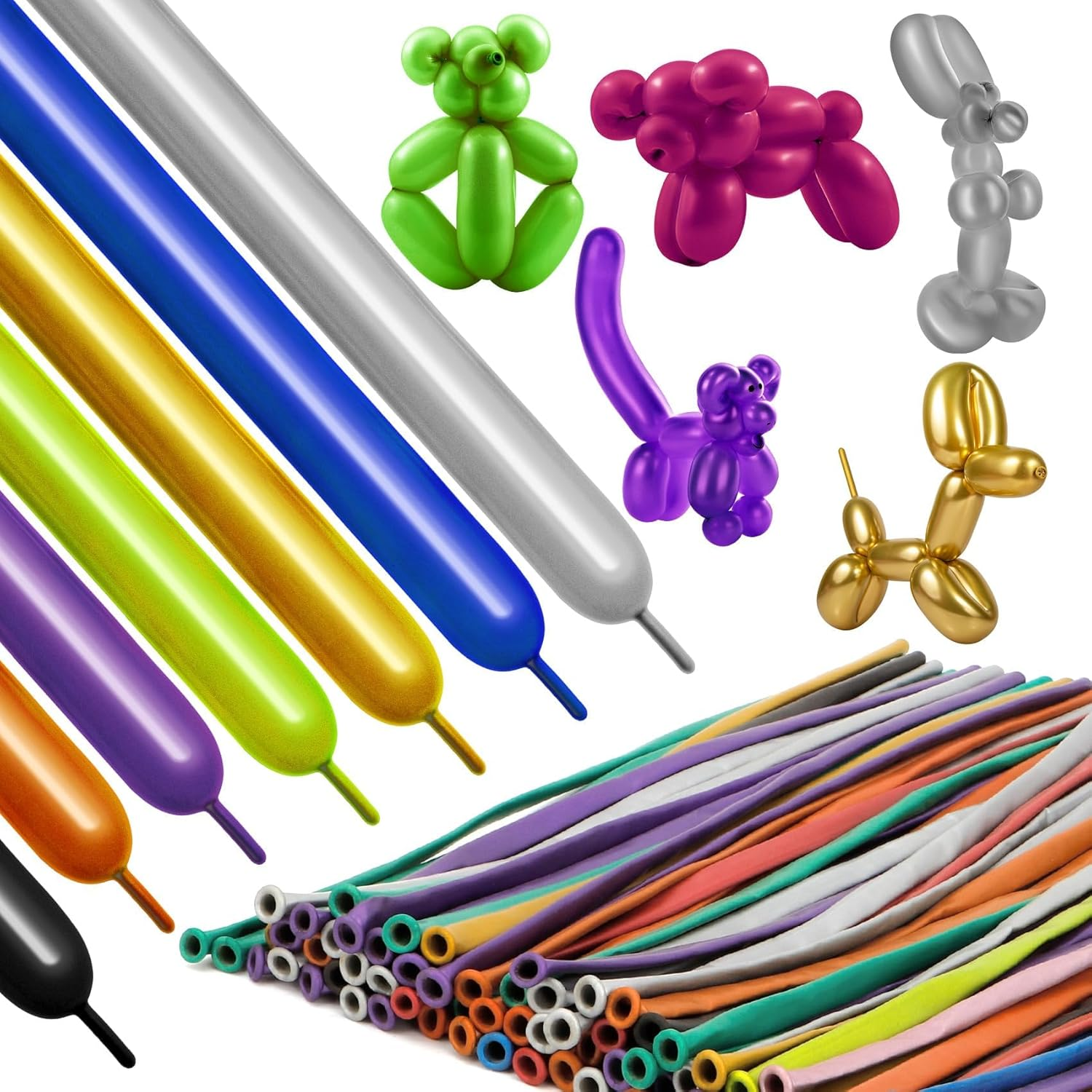 Black 260 Balloons Halloween Balloons Long Balloon for Balloon Animals 100Pcs Long Skinnyballoons for Tying Balloon Arch Qualatex Latex Balloon Animal Decor Halloween Christmas Party Decorations