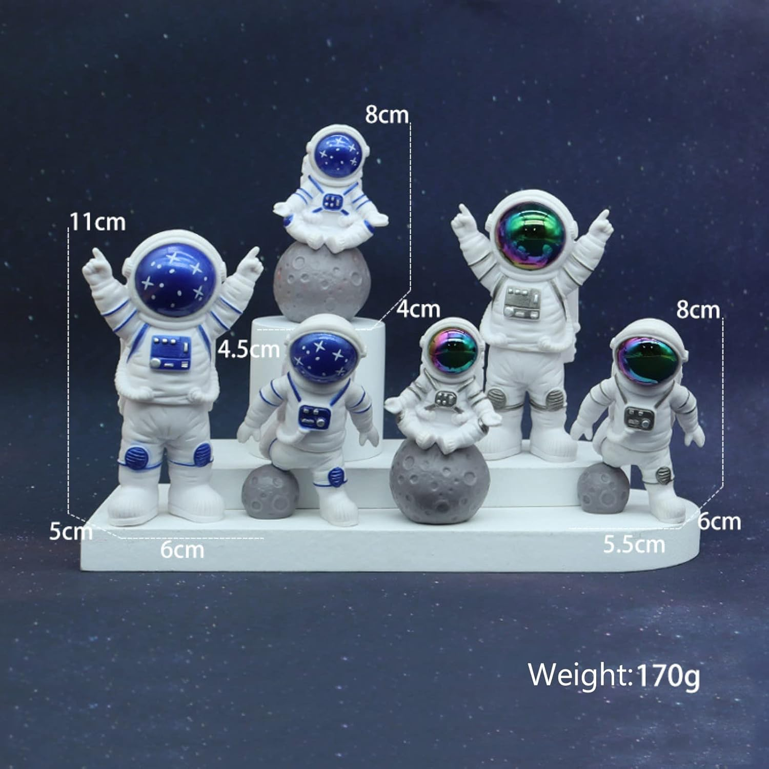 LUOZZY 8 Pcs Astronaut Figurines Cake Topper Miniature Astronaut Toys Outer Space Cake Decorations Spaceman Statues for Space Theme Party Decorations image number 2