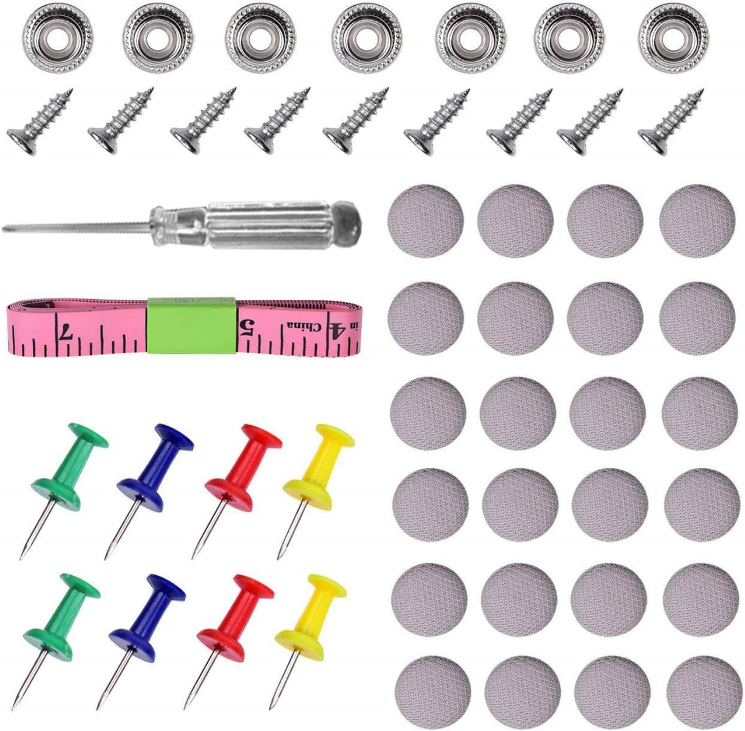 60 Pcs Automotive Car Roof Headliner Repair Kit, Universal Auto Roof Snap Rivets Repair Button Retainer Design for with Installation Tool and Fit All Cars Roof Flannelette Fixed (Gray) image number 3