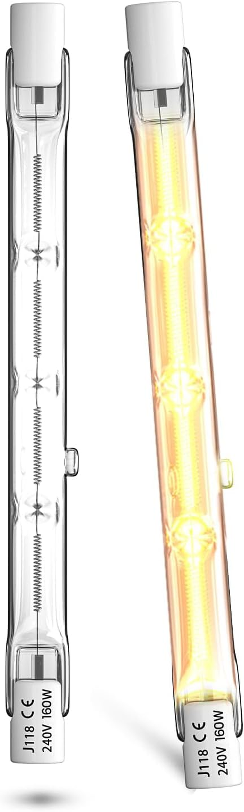 R7S Halogen Bulbs 118Mm, 160W R7S Bulbs 118Mm Dimmable,2000Lm Security Halogen Light Bulbs Warm White 2700K Energy Saving Tungsten Linear Floodlight Bulbs, 2Packs image number 1