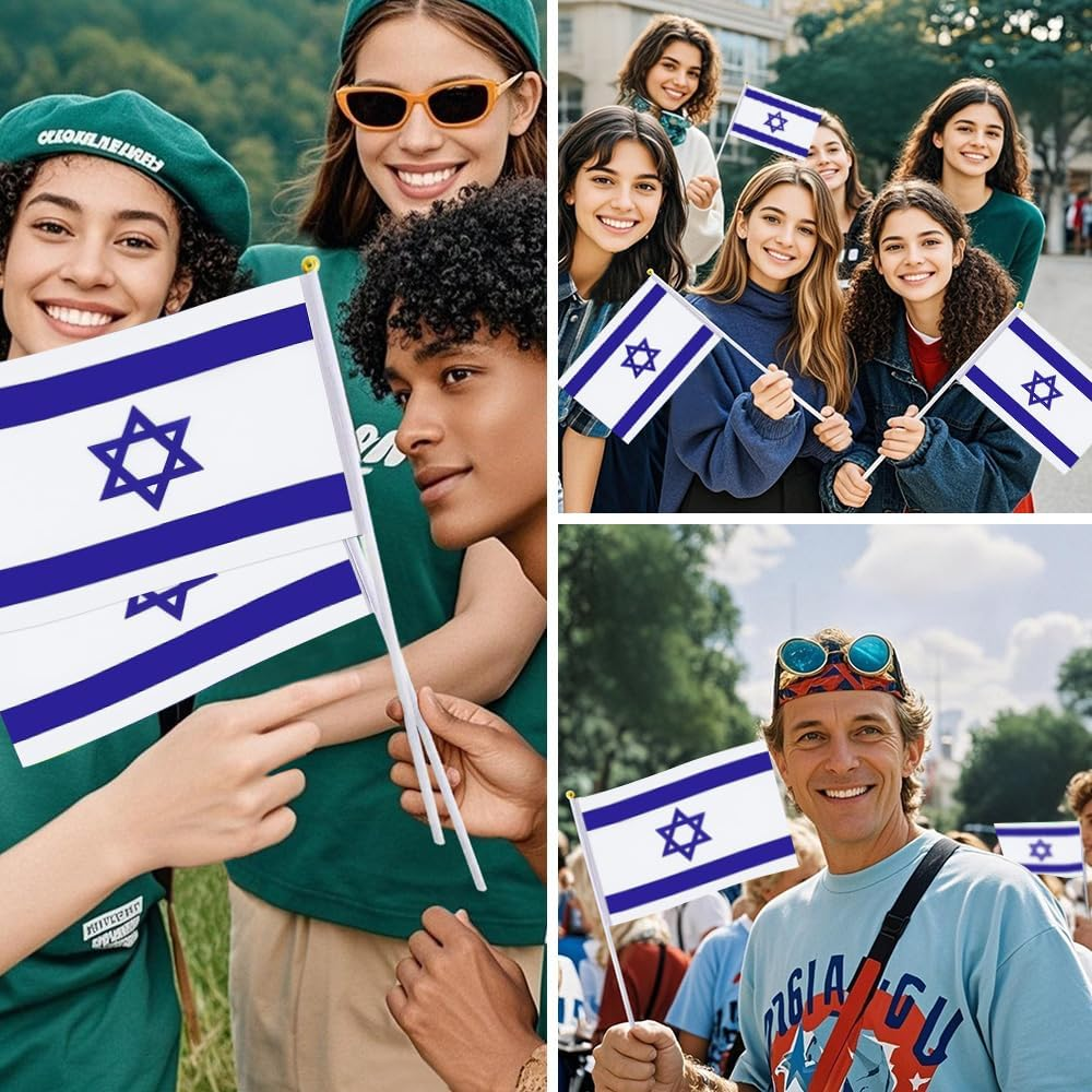 20 Pack Small Israel Flags on Stick Mini Handheld Israeli Flag for Parades, Independence Day and Patriotic Events 5X8 Inch Durable Weather-Resistant Flags with 12 Inch Sticks(Israel) image number 5