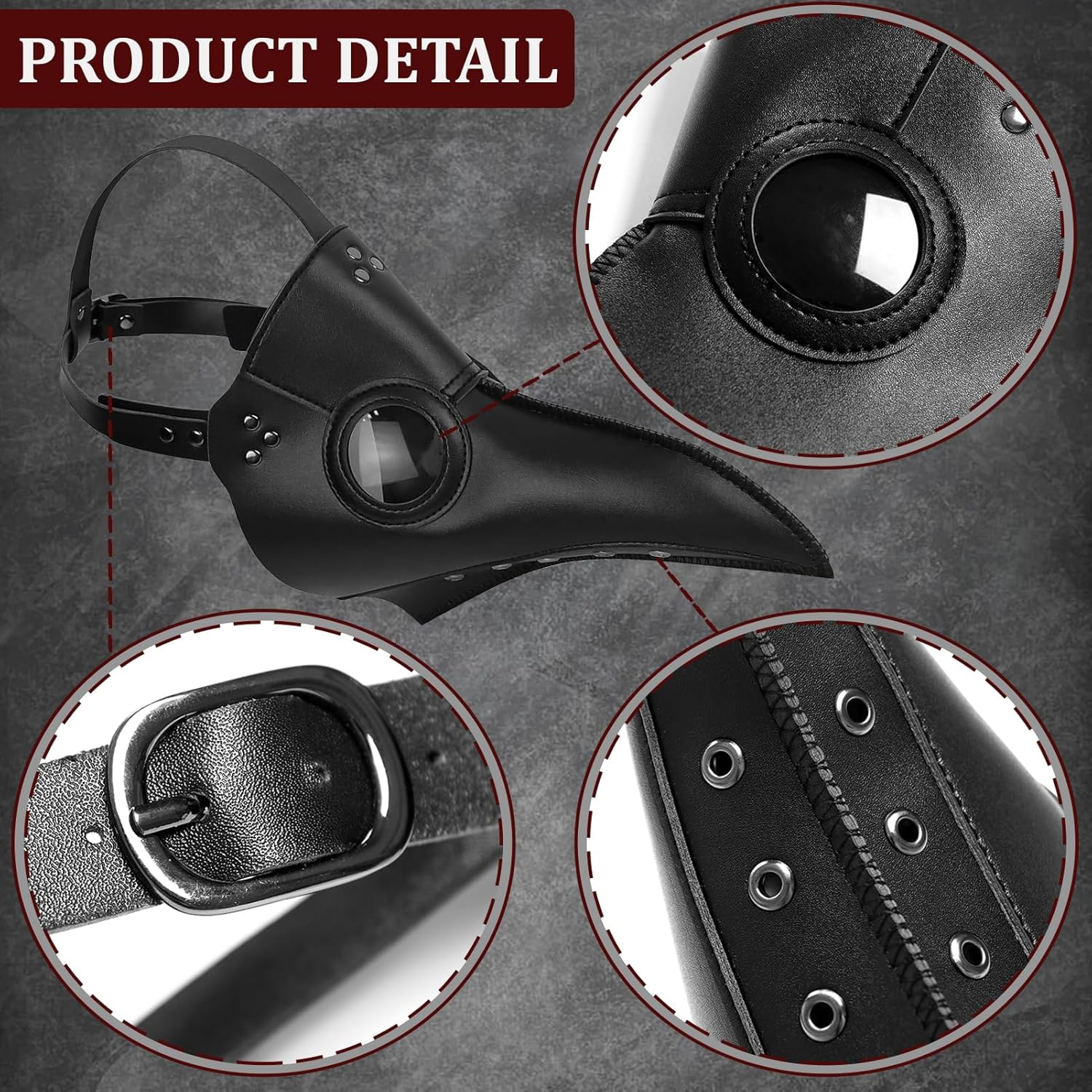 Plague Doctor Costume, Black Plague Doctor Costume Set with Mask Cloak Hat Scepter Necklace Gloves, Halloween Costume Cosplay image number 6