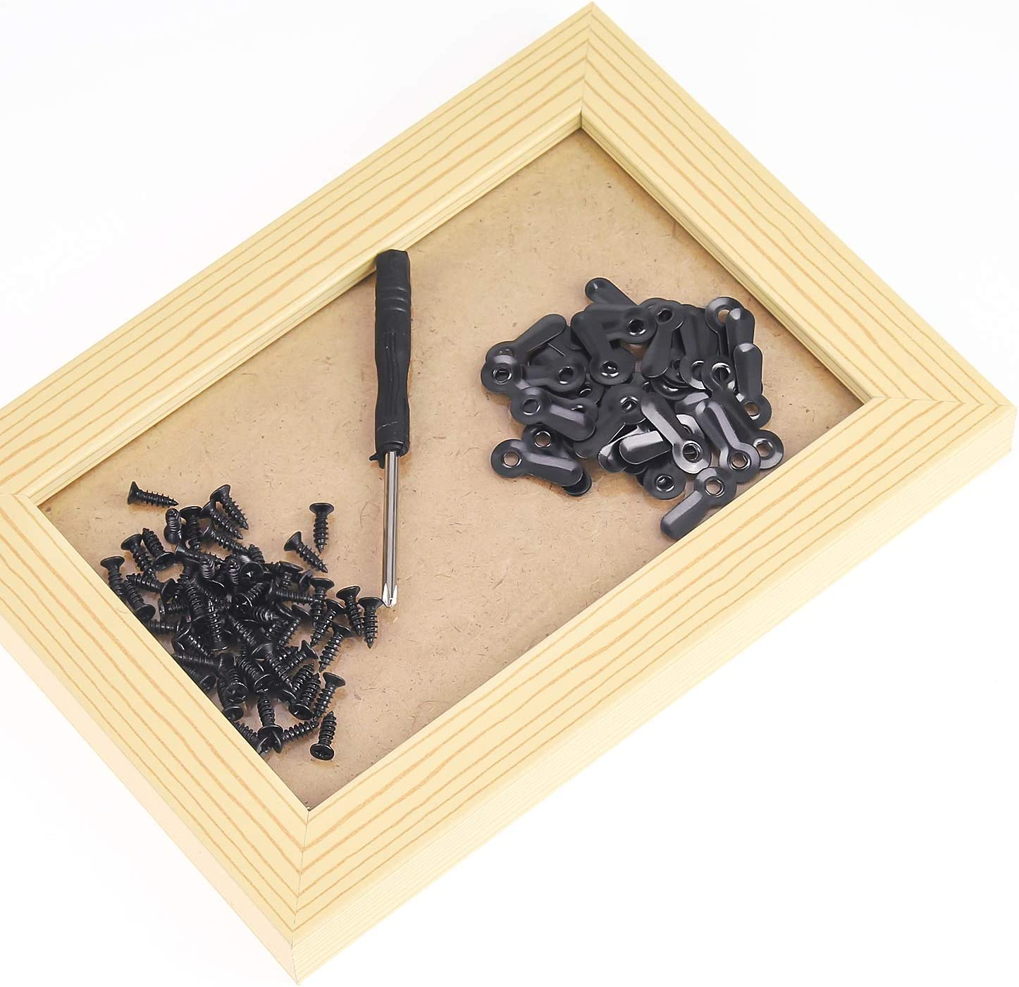 200 Pieces Frame Picture Turn Button and 200 Pieces Screws for Hanging Pictures, Black image number 3