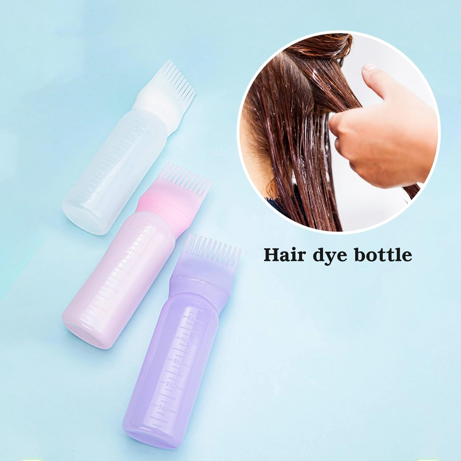 3Pcs Applicator Bottle for Hair Root Comb Color Applicator Bottle Styling Tool (Whitepinkpurple) image number 2