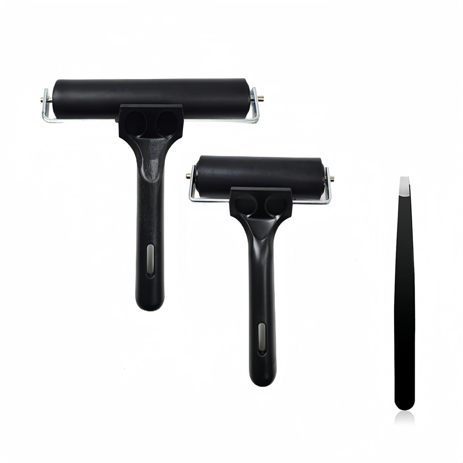 3 Pack Soft Rubber Brayer, Rubber Glue Roller for Printmaking Ink Paint Block Stamping Gluing Wallpaper and Arts & Crafts(2.4 Inch and 4 Inch) image number 1