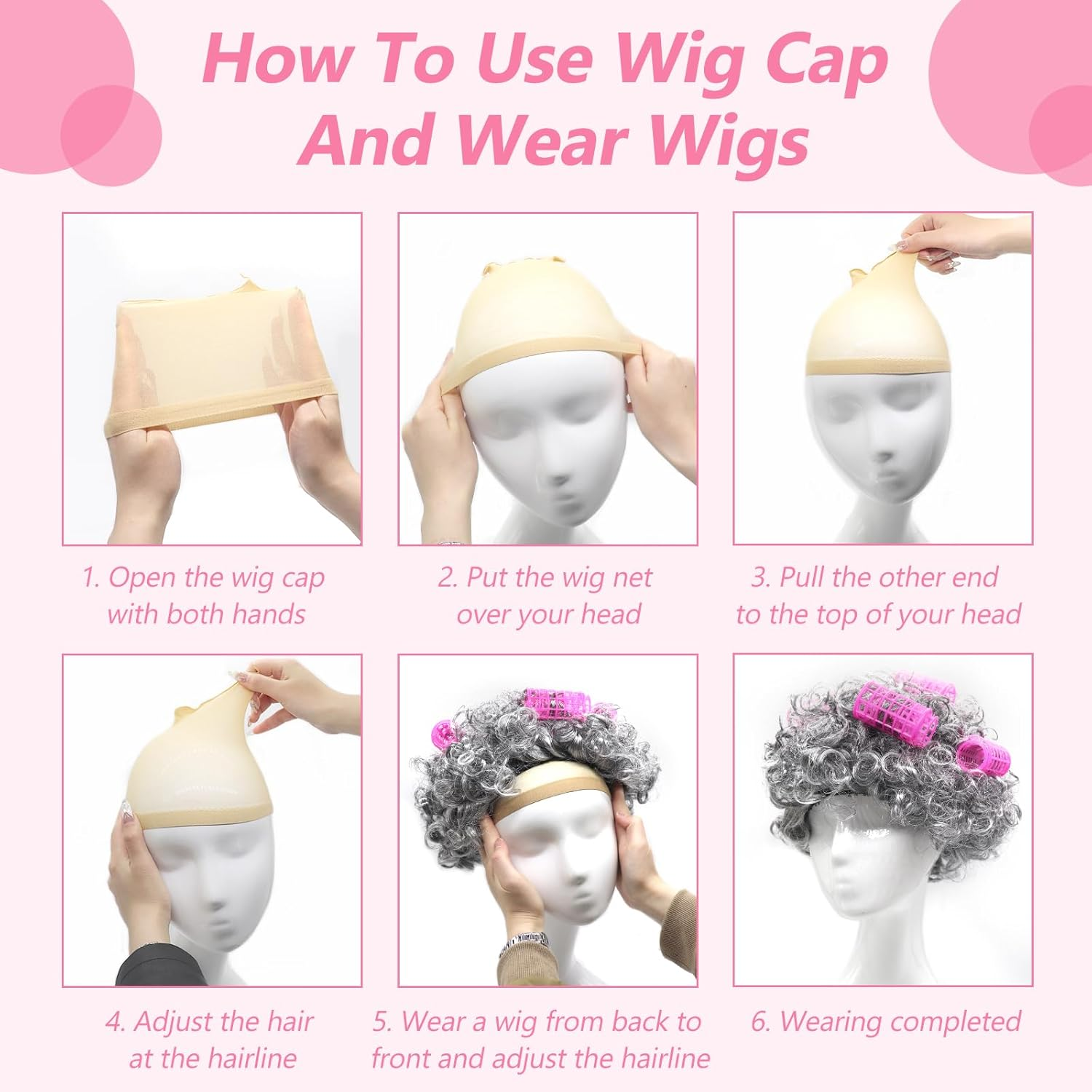 10Pcs Old Lady Costume Set, Grandma Wig Cap Including Glasses Pearl Earring Bracelet Necklace Inflatable Walking Stick, Grandmother Fancy Dress Costume for Christmas Halloween World Book Day image number 6