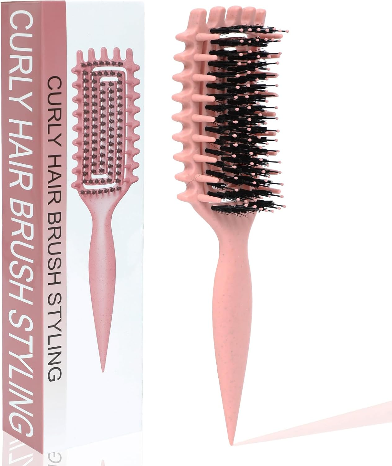 Curl Defining Brush for Curly Hair &ndash; Detangling & Styling Brush for Wet or Dry Hair &ndash; Reduces Frizz, Shapes & Lifts Curls (Rose Pink) image number 5