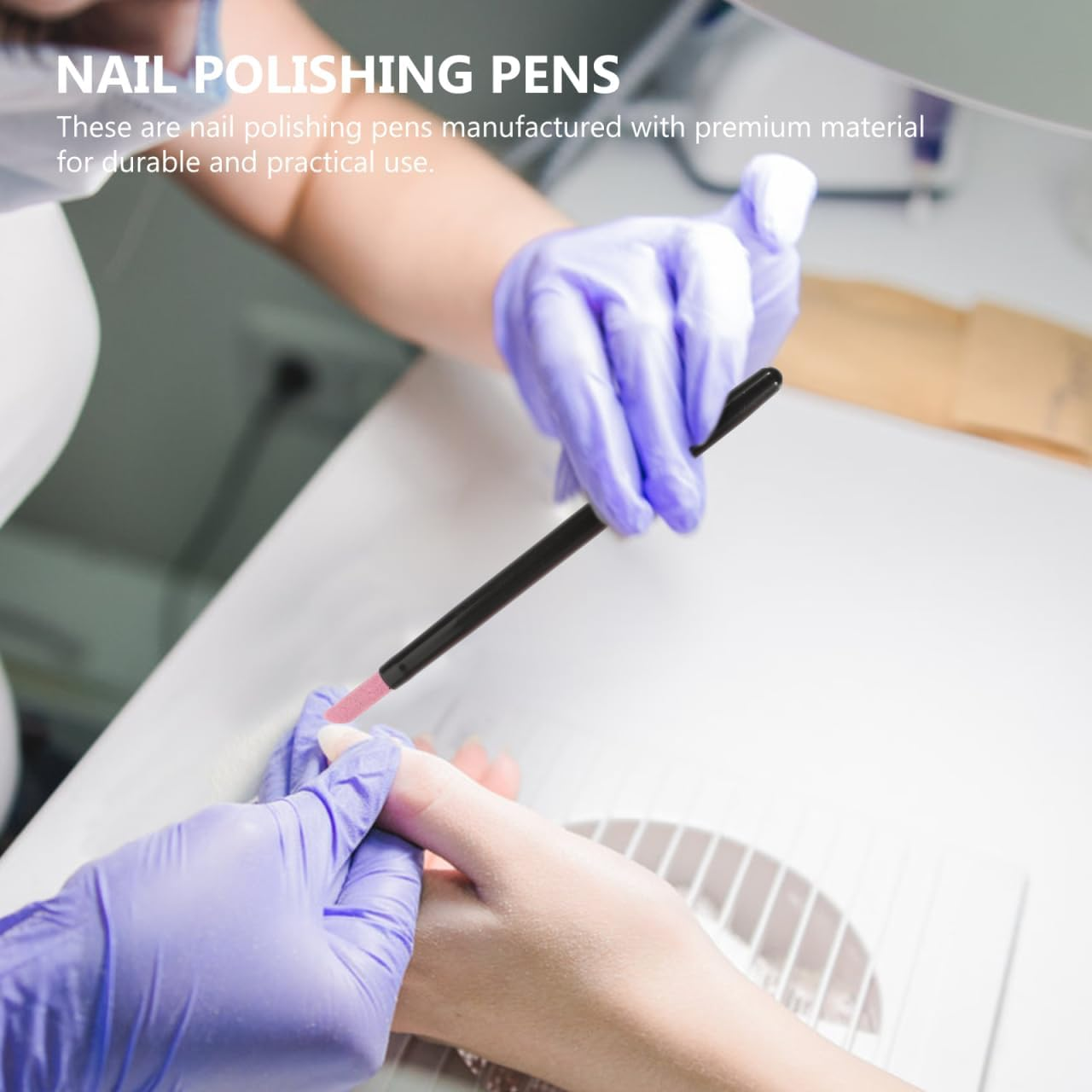 Ipetboom Manicure Pen Single Head Cuticle Remover Nail File Ceramic Stick Trimmer 2 Packs for Beauty image number 1