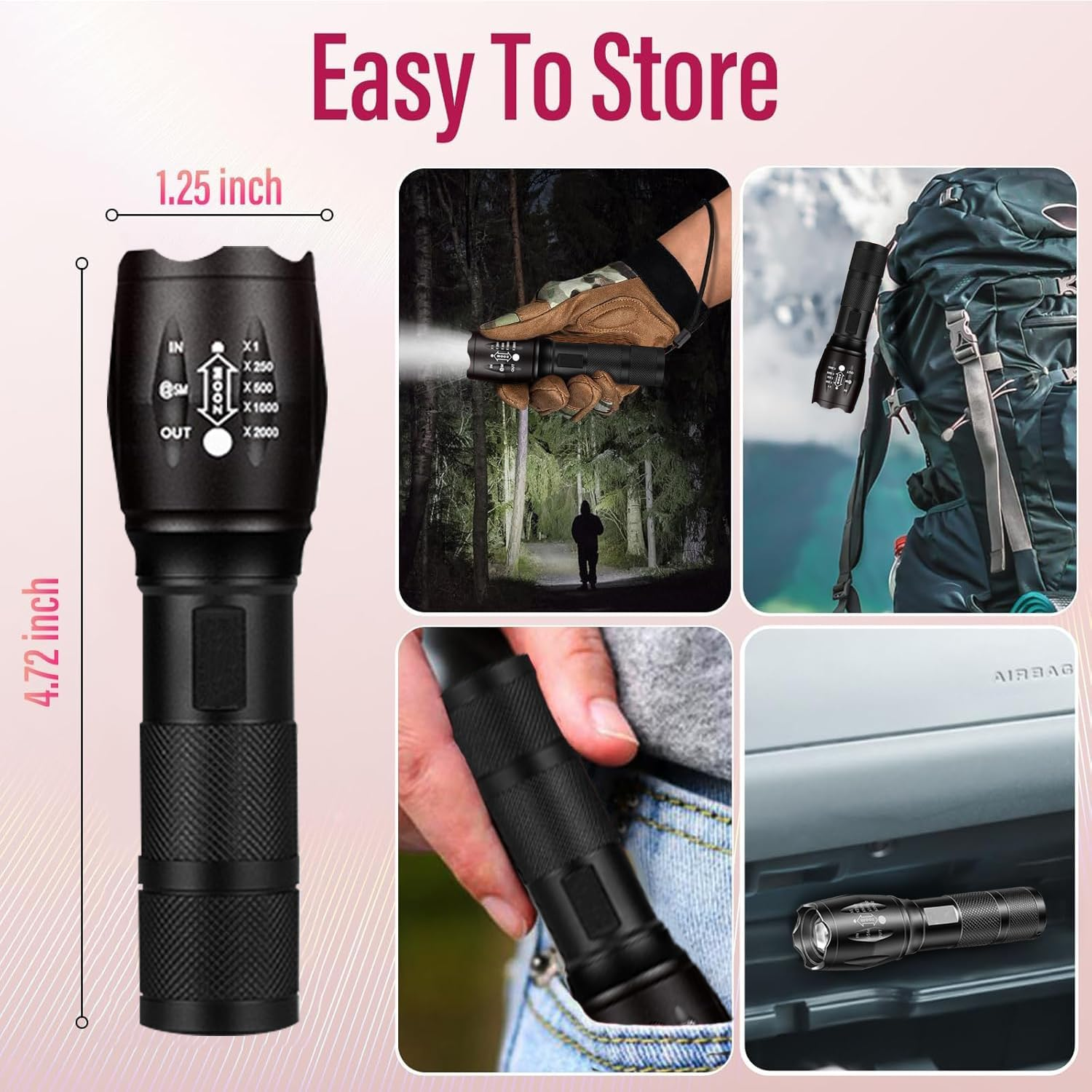 UV Flashlight, Portable Blacklight Flashlight, LED Torch with White and UV Light Combo, Black Light Pet Urine Detector for Dog/Cat Urine, Dry Stains, Scorpions Finder, Bed Bug, Outdoor image number 2