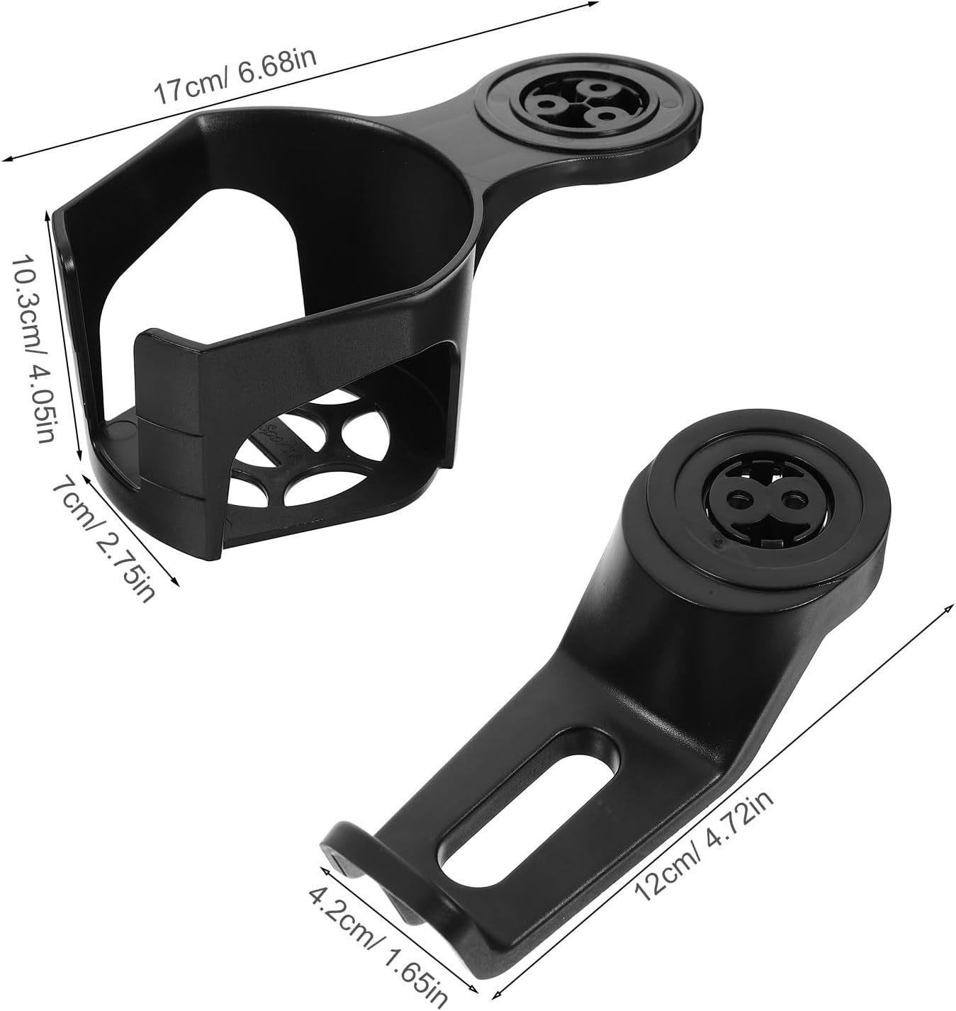 2Pcs Desk Cup Holder and Headphone Hook, Rotating Clamp for Office Desk, Space-Saving Gaming Accessories, Adjustable Drink Holder and under Headset Hanger - Black image number 2