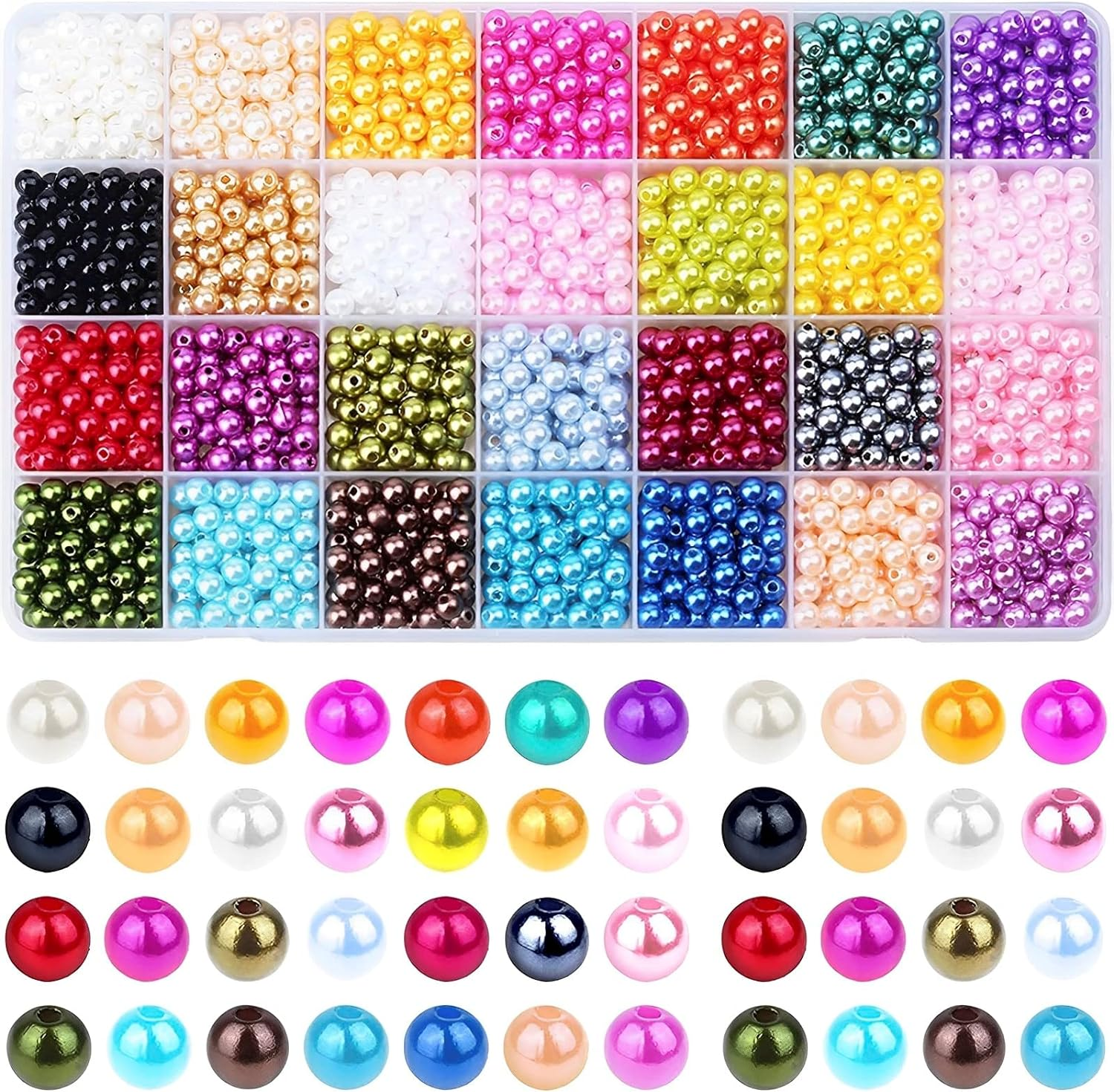 CAOLINLINGG 1960Pcs Bracelet Beads Kit with Storage Box 28 Colors Beads Making Kit DIY Craft Beads Set 6Mm Jewellery Beads Kit Bright Color Jewelry Making Kit Portable for Women Adult Teen Girls DIY L image number 1