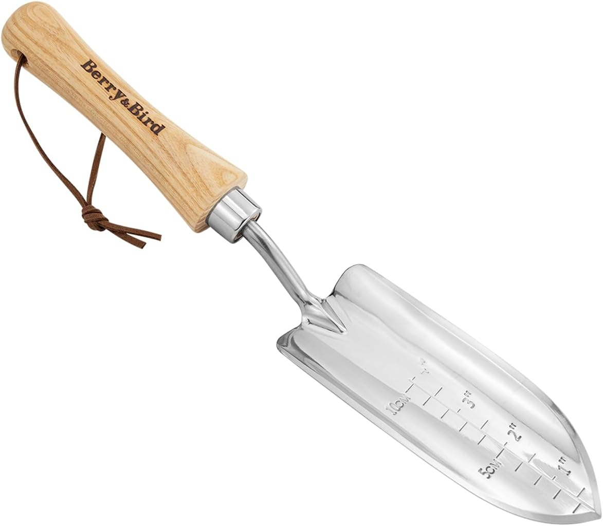 Berry&Bird Garden Loosening Shovel, Stainless Steel Hand Trowel with Wooden Handle, Multi-Purpose Gardening Shovel for Transplanting Digging Planting Cultivation