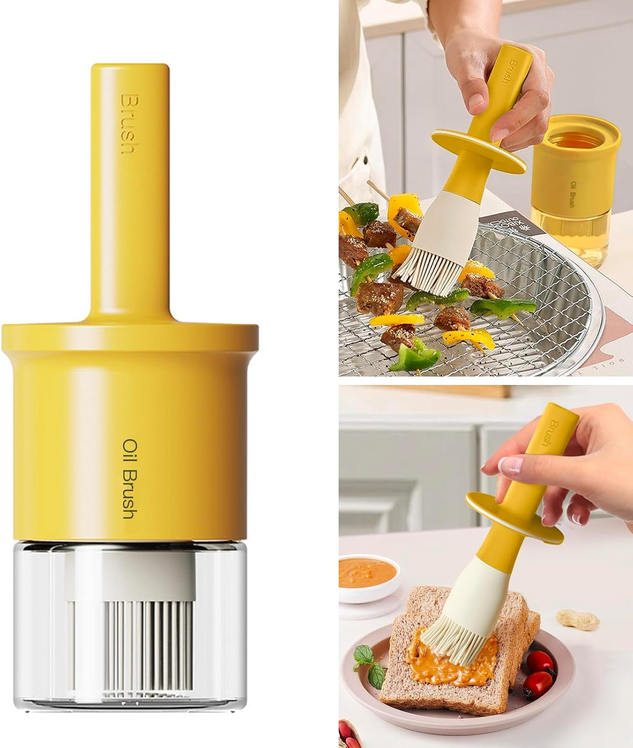 YARRAMATE Oil Dispenser Bottle with Heat Resistant Brush 10Oz-300Ml, Oil Container with Silicone Brush for Cooking BBQ Vinegar Sauce Grill Frying (Orange)