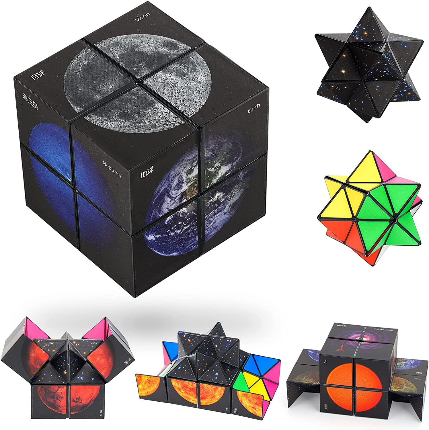 Star Sky-Planet Infinity Cube - Fidget Toy for Kids & Adults, Stress Relief, Hand Eye Co, Dexterity, Sensory, Ages 6+