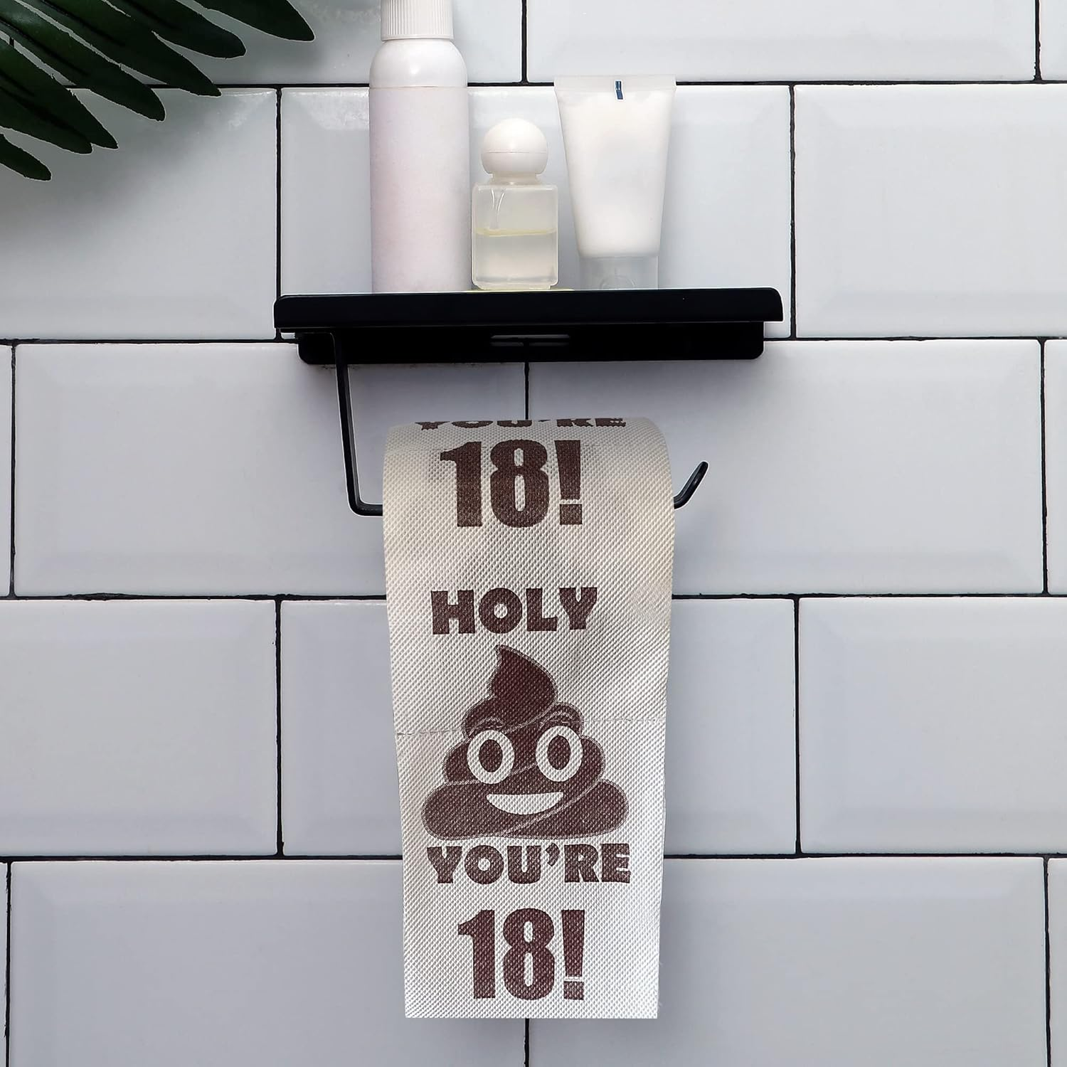 UFRITAN Happy 18Th Birthday Gifts, 3-Ply Funny Toilet Paper Roll, Holy Poop You'Re 16 Printed Gag Gift, Pranks & Surprises Bathroom Decor for Boys Son Girls, Cheers to 18 Bday Party Supplies, 4X4'' image number 5