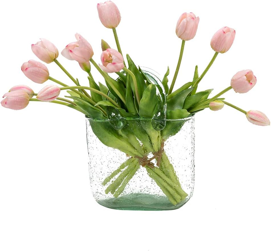 15Pcs Artificial Tulips Flowers, Real Touch Latex Bouquet, Fake Tulips for Office Wedding Party Home Kitchen Garden Decoration(Light Pink,15Pcs)