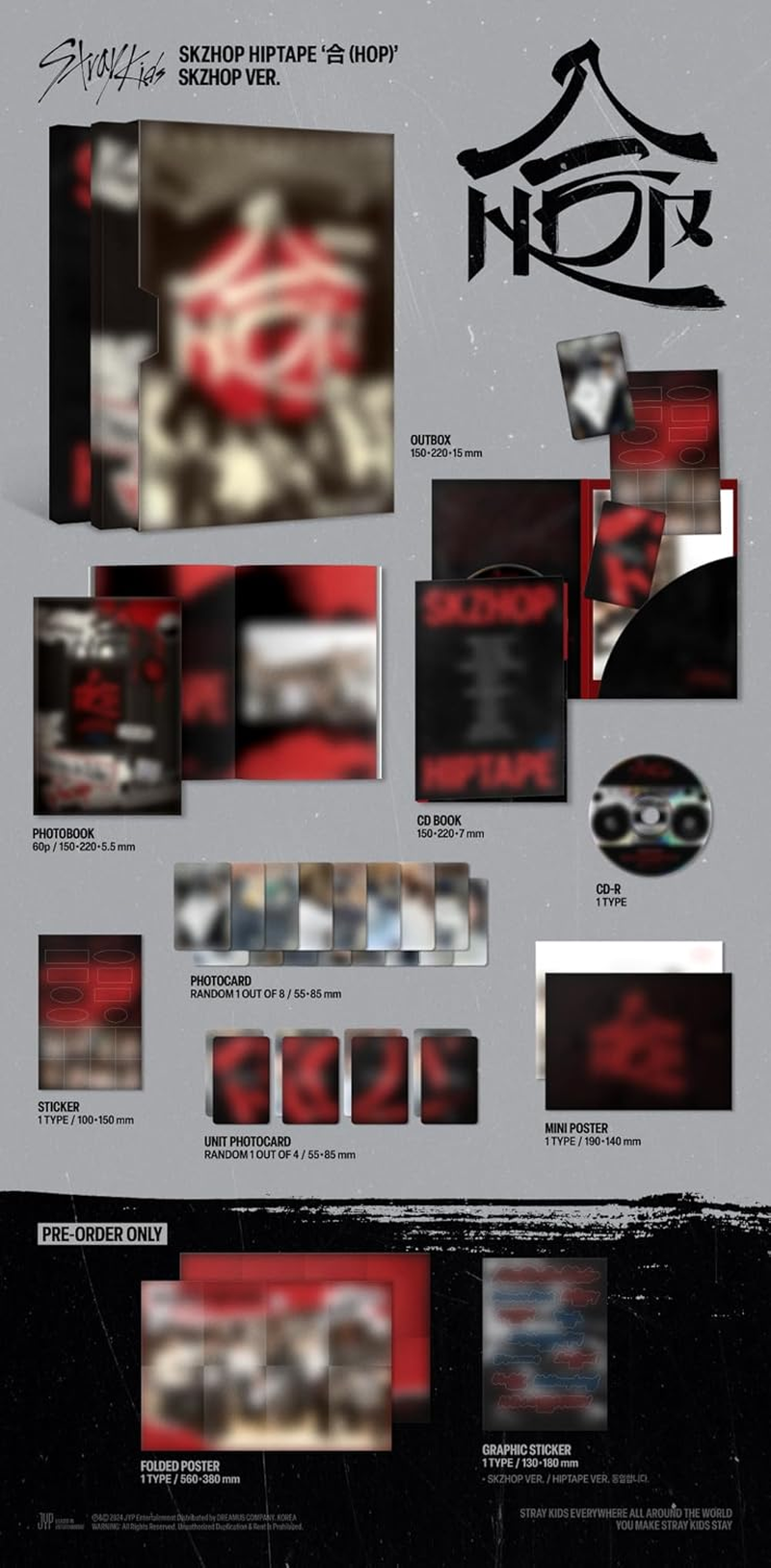 Stray Kids 合 HOP Album 2 Version Set SKZHOP Version+Hiptape Version+Tracking Sealed SKZ image number 6