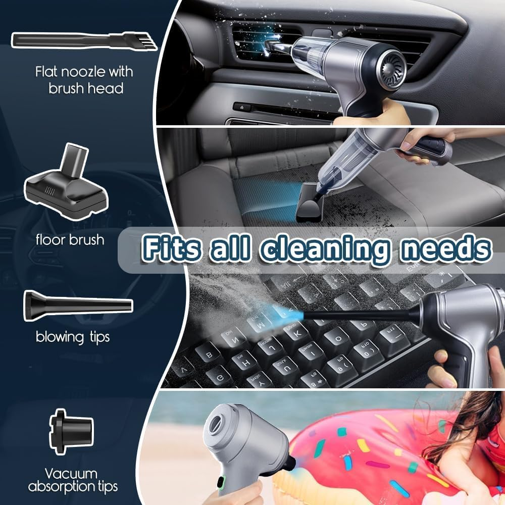 Car Vacuum Cleaner, 15000PA Handheld Vacuum Cordless Rechargeable Wireless Vacuum Brushless, 3 in 1 Portable Mini Dust Buster for Car Desktop Home Cleaning image number 2