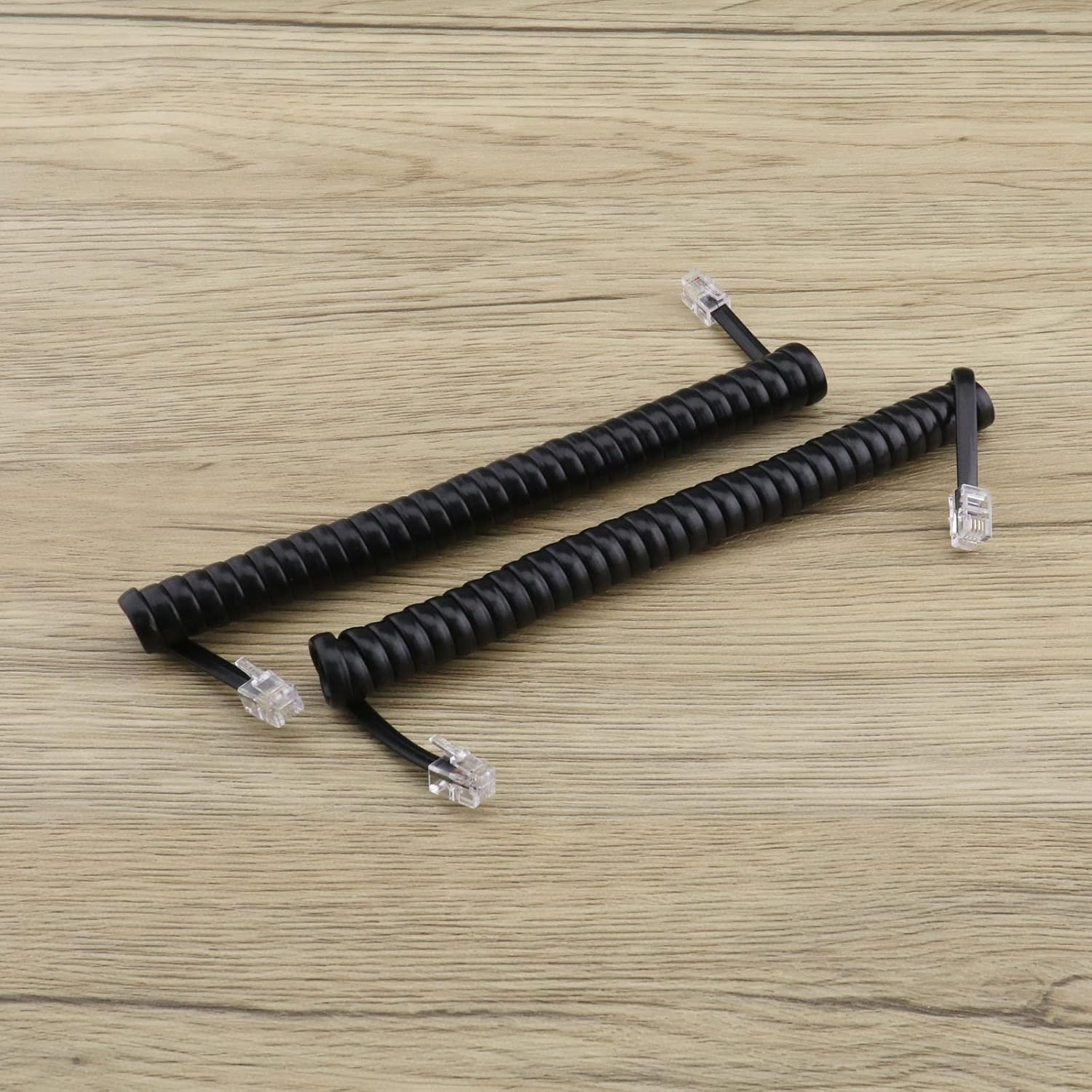 SING F LTD 4Pcs Phone Handset Cord Replacement Black Coiled Telephone Phone Handset Cable PVC Telephone Accessories 1.5 Meters Black