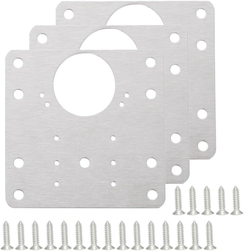 3PCS Stainless Steel Cabinet Door Hinge Repair Plate Furniture Cabinet Door Hinge Fixed Installation Hinge Hole Repair Artifact with Screws (Steel) image number 4