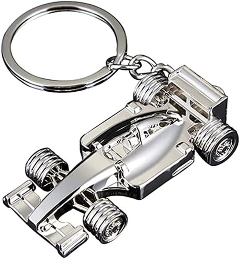 Silver Racing Car Keyring, Perfect Fathers Day, Birthday, Christmas for Fans of Racing, 1 Pcs Sport F1 Keyring Key Chain, Key Ring Accessory Formula 1 Gifts for Boy or Men, Silver, 4*2*1 image number 3