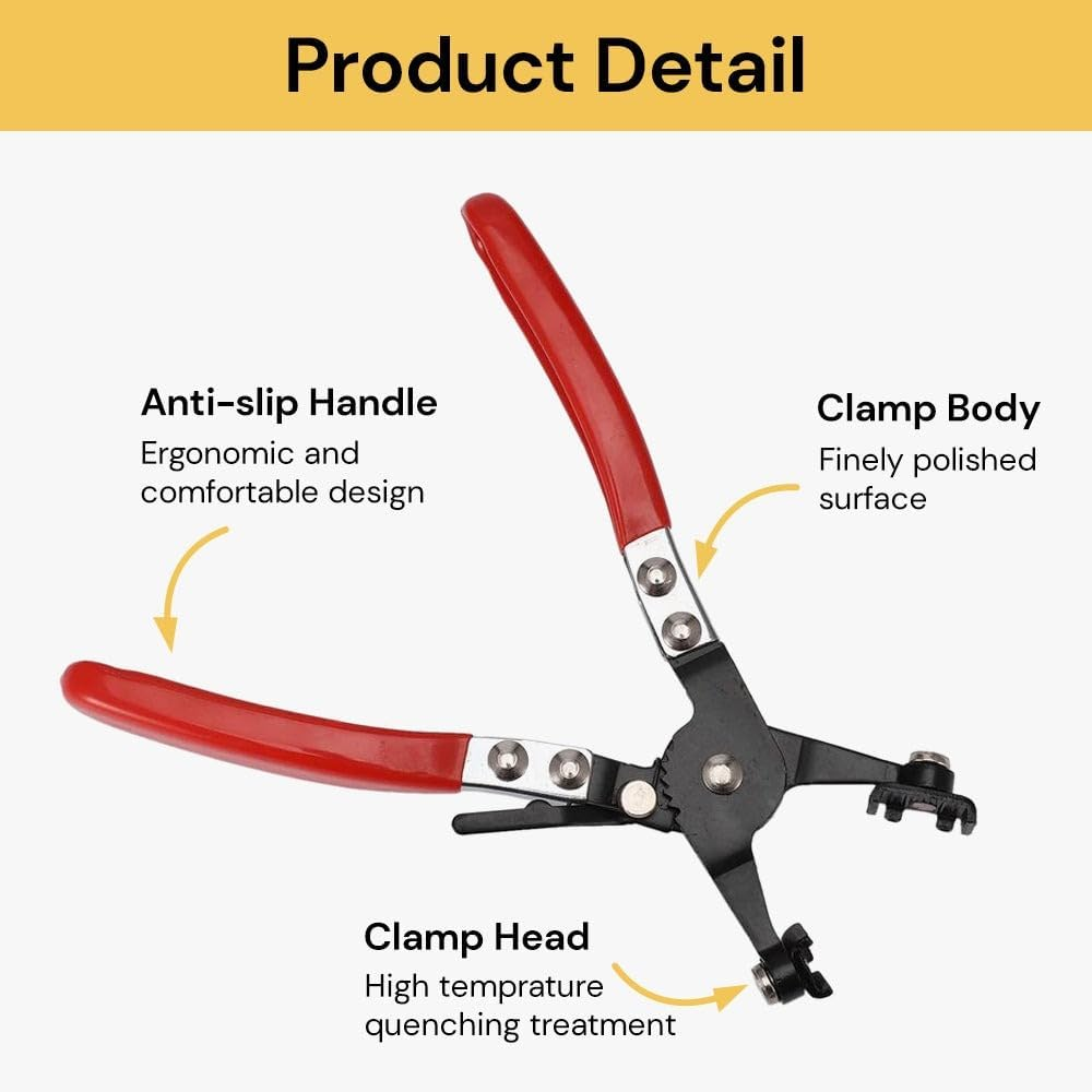EZONEDEAL Hose Clamp Plier Cross Slotted Jaw Plier Auto Repair Tool Swivel Flat Band for Removal and Installation of Ring-Type or Flat-Band Hose Clamps image number 4