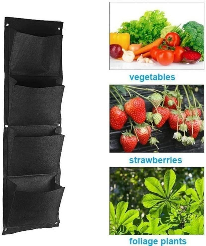 Wall Mounted Garden Planter Kit - Vertical Wall Planter with 6 Plastic Hanging Plant Pots, Space Saving Indoor Outdoor Herbs Flowerpot for Office Garden Balcony and Home Decor - (Black) image number 6