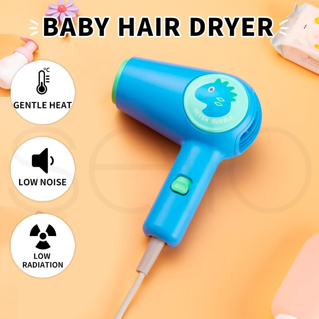 Spector Baby Blow Dryer - Baby Hair Dryer with Gentle Heat Technology for Minimal Noise, Featuring Two Heat Settings - Baby Blow Dryer for Cute Hair Styling, Blue image number 6