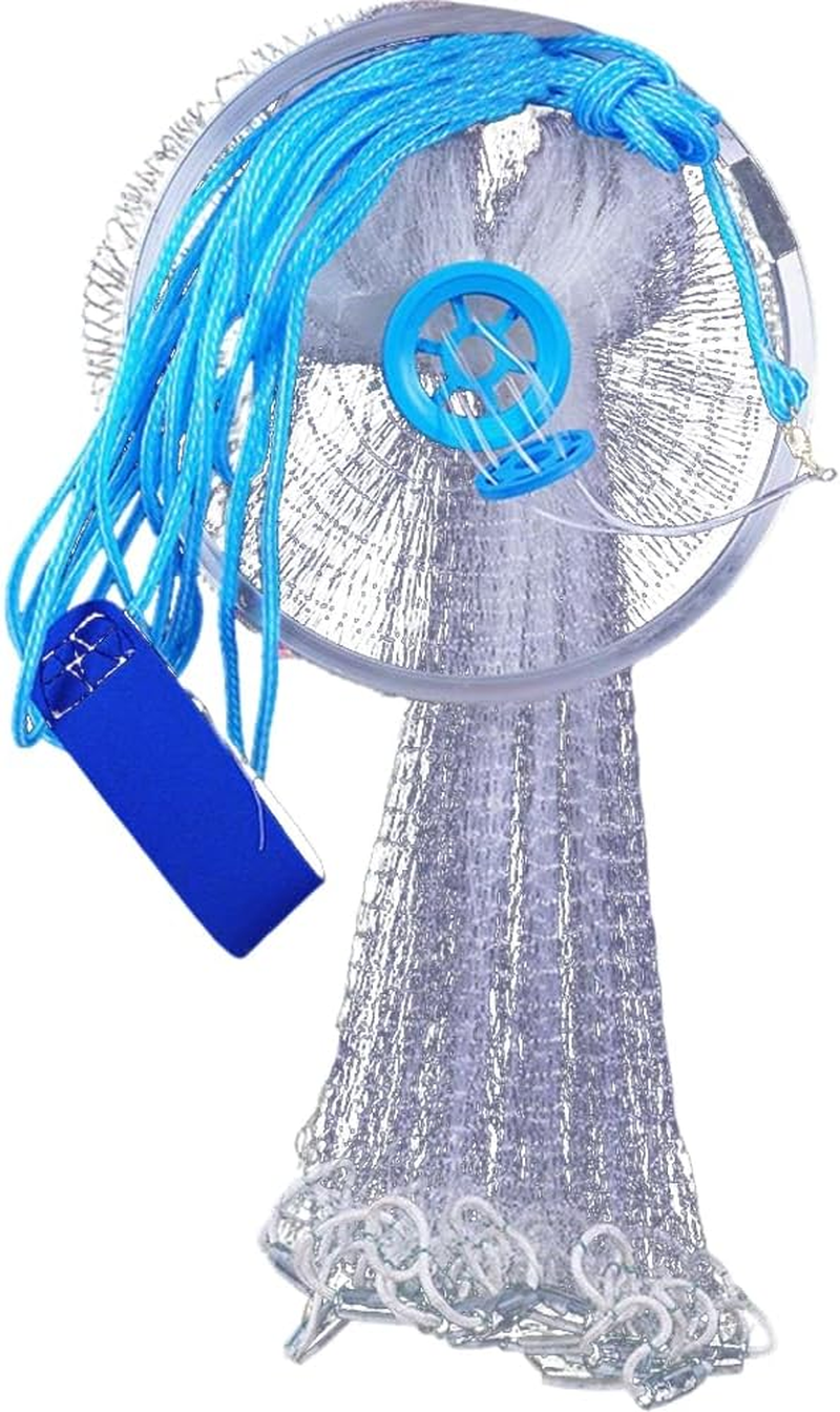 Saltwater Fishing Cast Net, Saltwater Casting Nets, Easy Throw Monofilament Line with Steel Chain Sinker, Fishing Cast Net with Flying Disc, Quick Throw Mesh for Bait Trap Fish image number 5