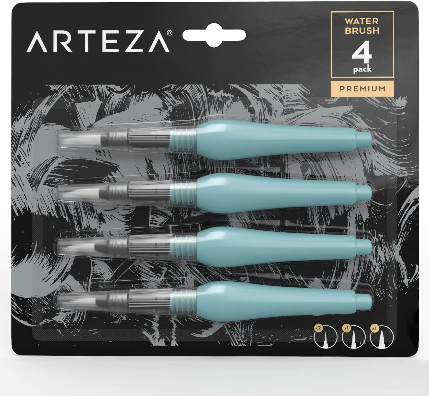 ARTEZA Water Brush Pen - Self-Moistening - Portable - Watercolor - (Assorted Tips, Set of 4) image number 2