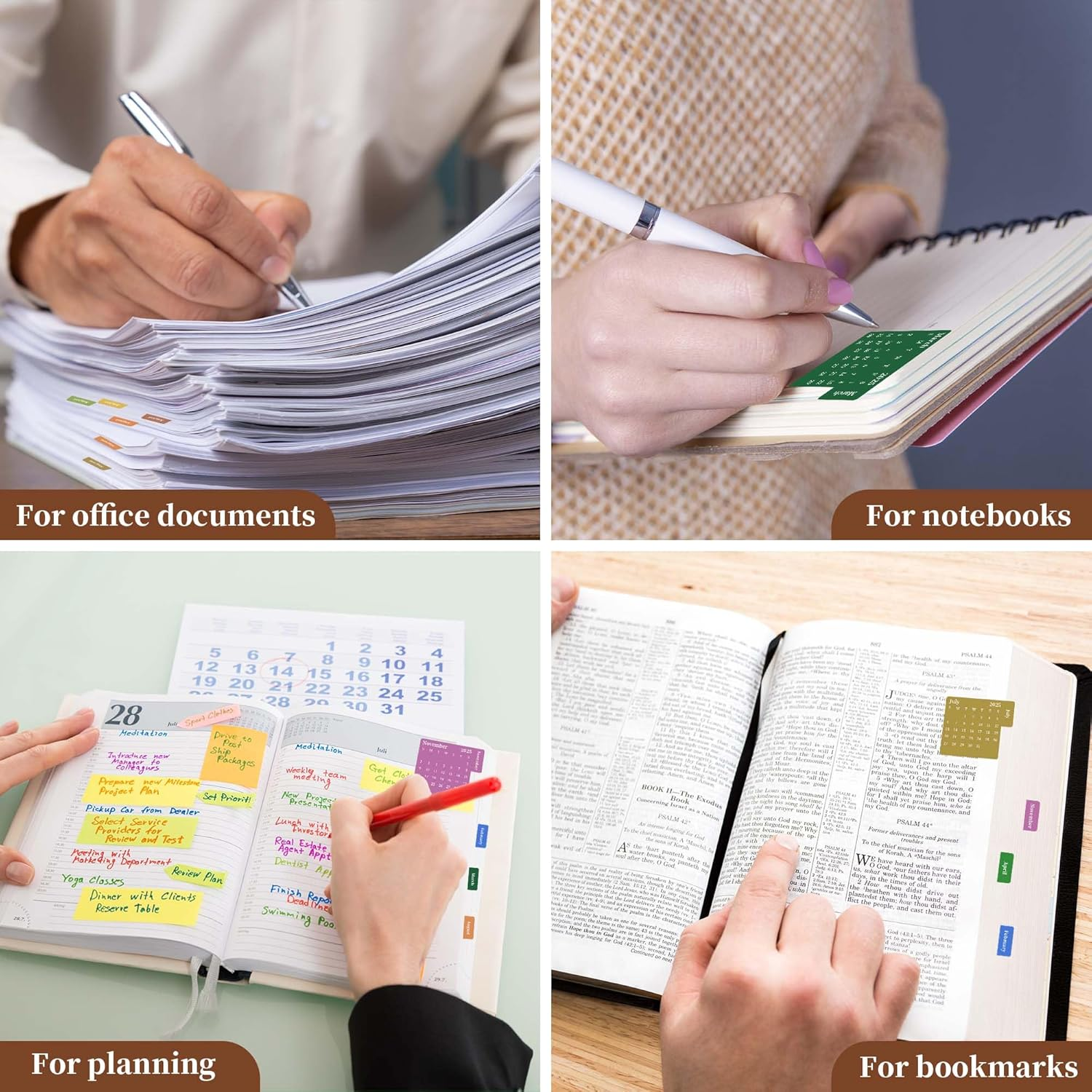 YUNAI 2025 Monthly Tabs for Planners, 4-Pack Calendar Stickers Tabs for Adults Notebooks, Month Dividers Sticky Tabs Labels for Notebooks Office Study Planner Accessories image number 5