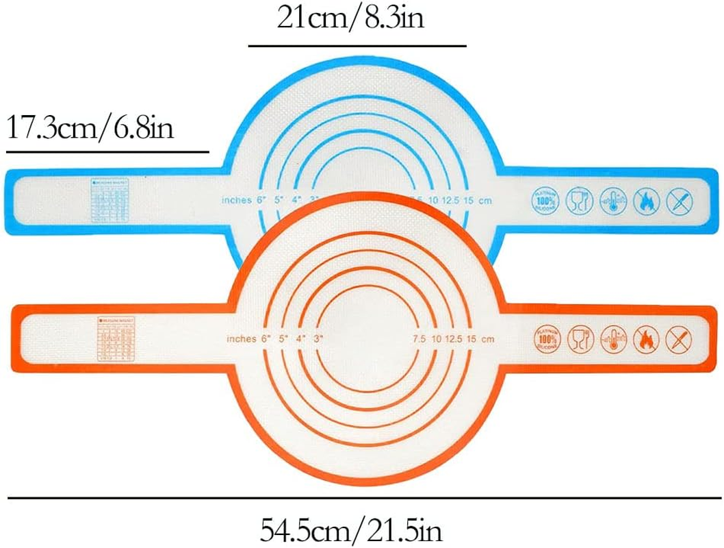 2 Pieces Silicone Baking Mat for Dutch Oven Bread Baking- Reusable Non-Stick Heat Resistant Long Handles Bread Baking Sling,For Dough Pastry (Blue Orange) image number 1