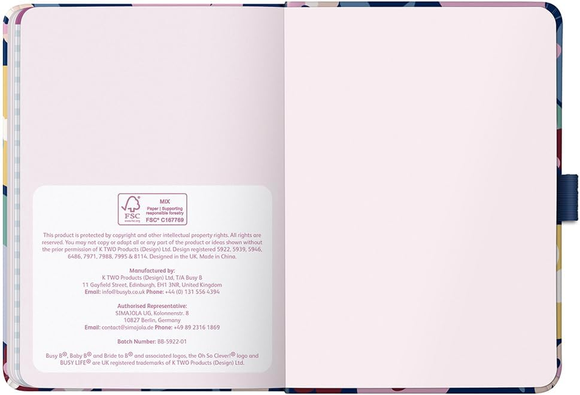 Busy B - A6 Weekly Planner 2026 - Appointment Calendar with To-Do Lists & Note Pages - Compact Diary with Colourful Floral Pattern - Week to View, 3 Pockets & Year Planner image number 2