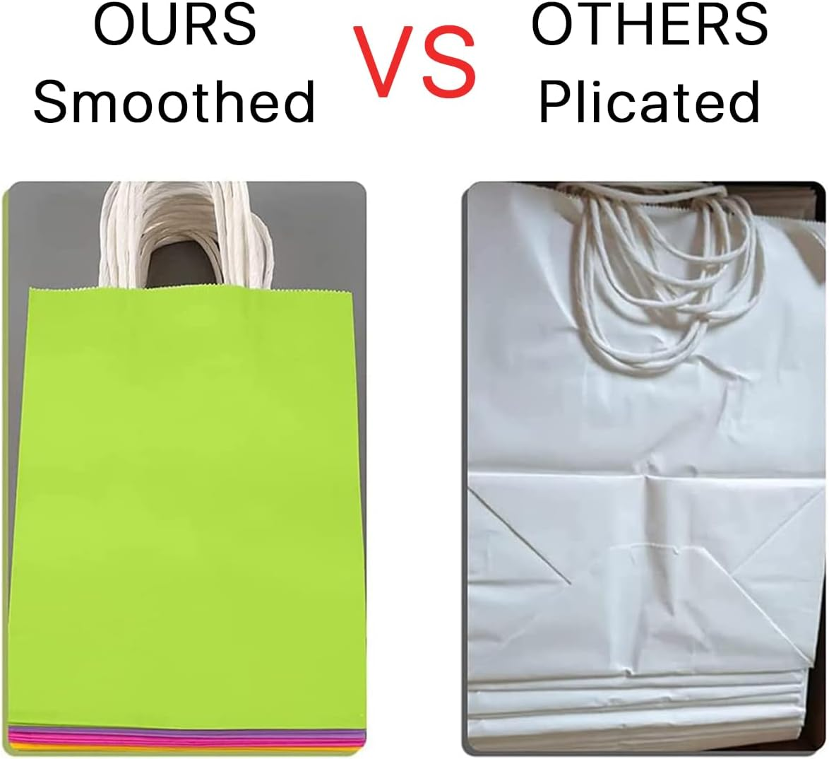 24 Piece Party Favor Gift Bags, 8 Colors Kraft Paper Candy Bags Bulk, Goodie Bags Rainbow Paper Bags with Handles for Wedding, Baby Shower, Birthday, Gifts, Shopping and Party Supplies,Small Gift image number 3