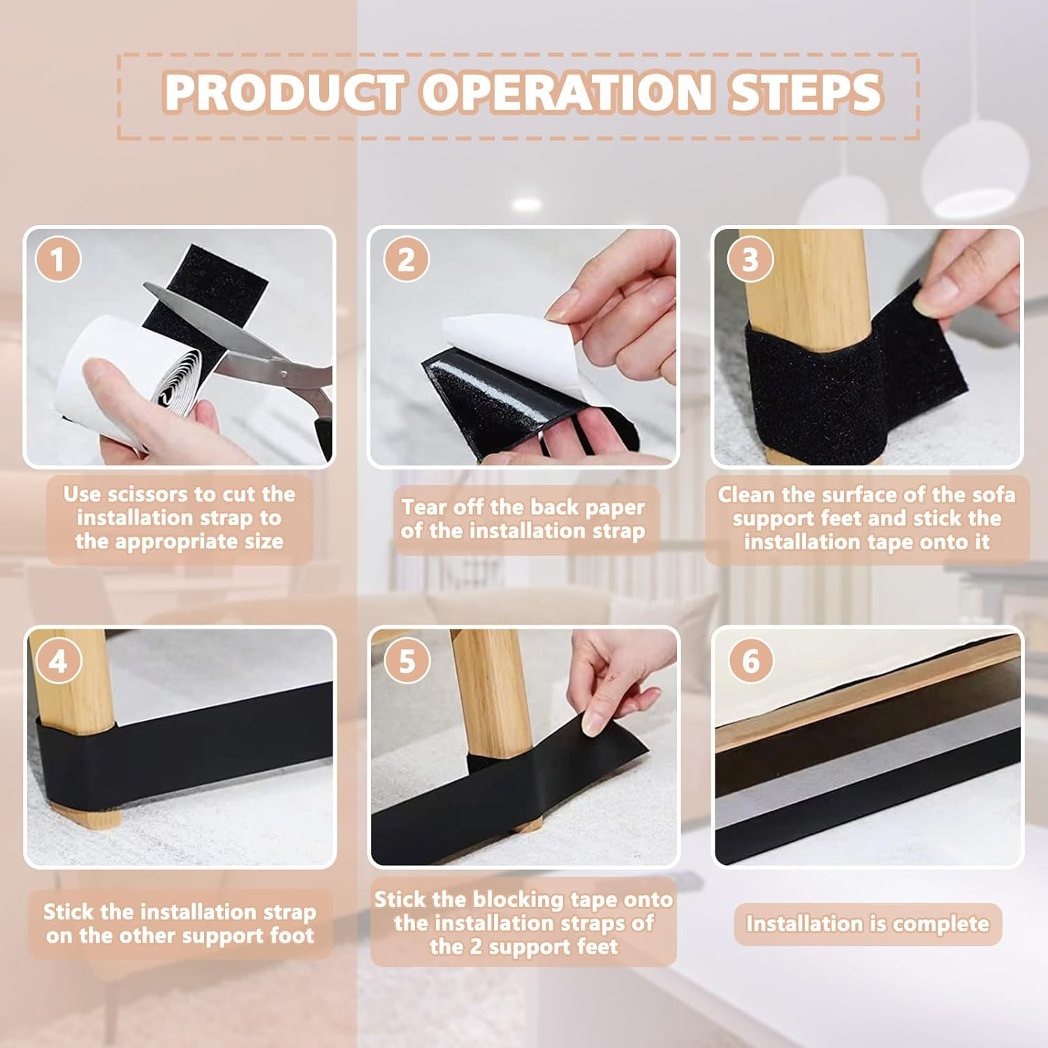 2 Pieces 39.3 Feet under Couch Blocker with Hook & Loop Tape, Adjustable under Bed Blocker for Pets, Couch Bumpers for under Couch Carpet, Furniture Gap Blocker Filler Barrier (1.9" W)