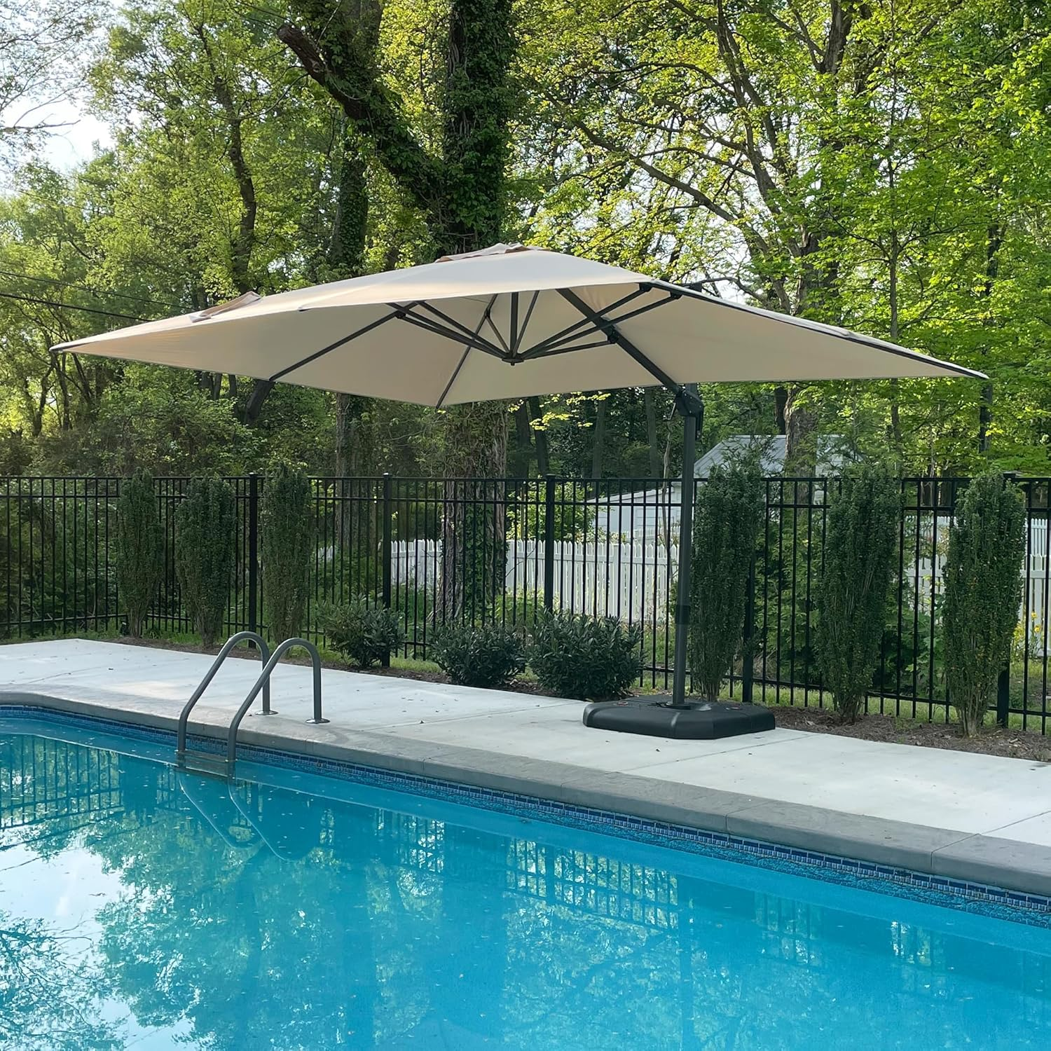 Purple Leaf 2.7X3.5 M Large Cantilever Umbrella Outdoor, Patio Umbrella with Crank Handle and Tilt, Offset Umbrella for Deck - Champagne Frame Taupe image number 5