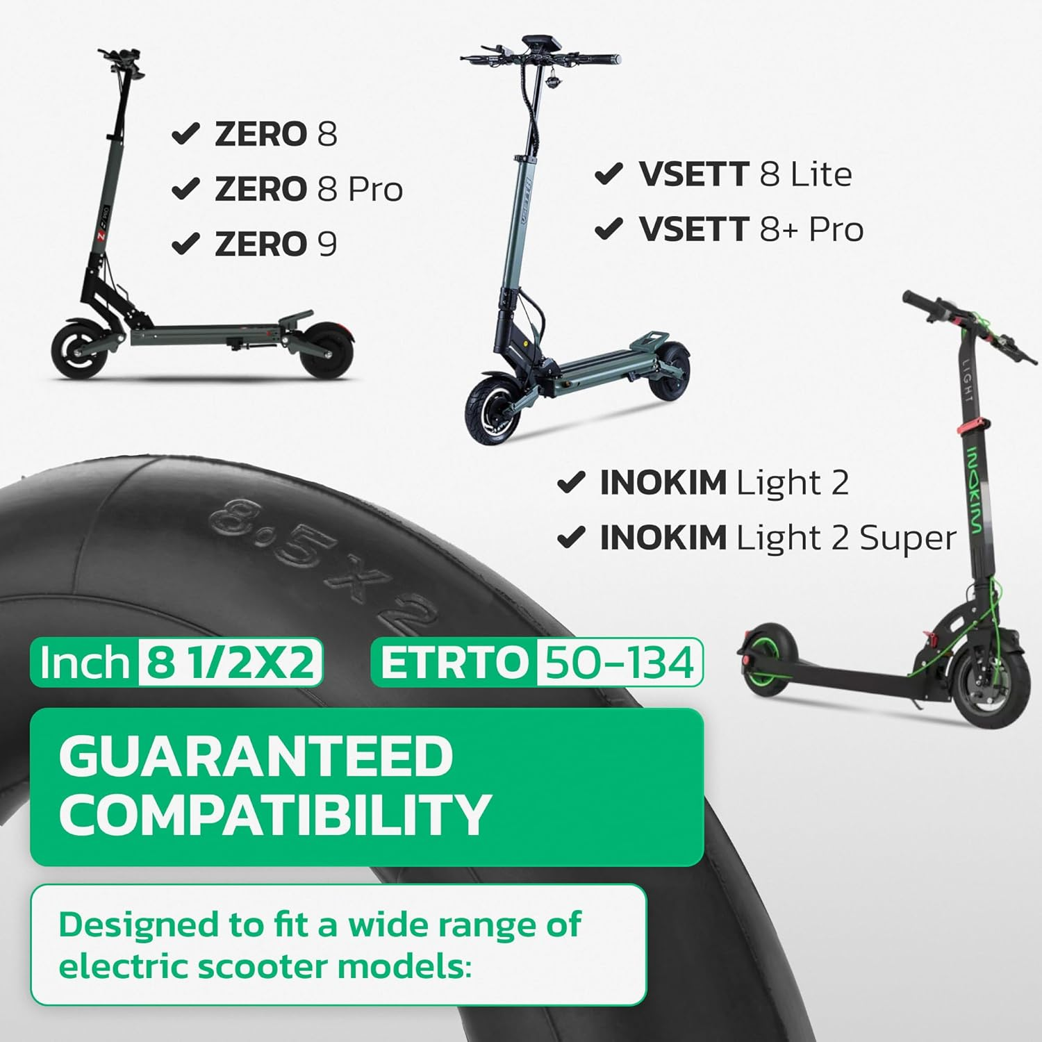 MOOVMOOV E-Scooter Tube 8 1/2 X 2 Inch (X2) - Angled Valve 45/45 - Compatible with 8 &frac12; X 2 (50-134) or 8.5 X 3.0 E Scooter Tyres - Universal with Premium Quality with Curved Valve image number 6