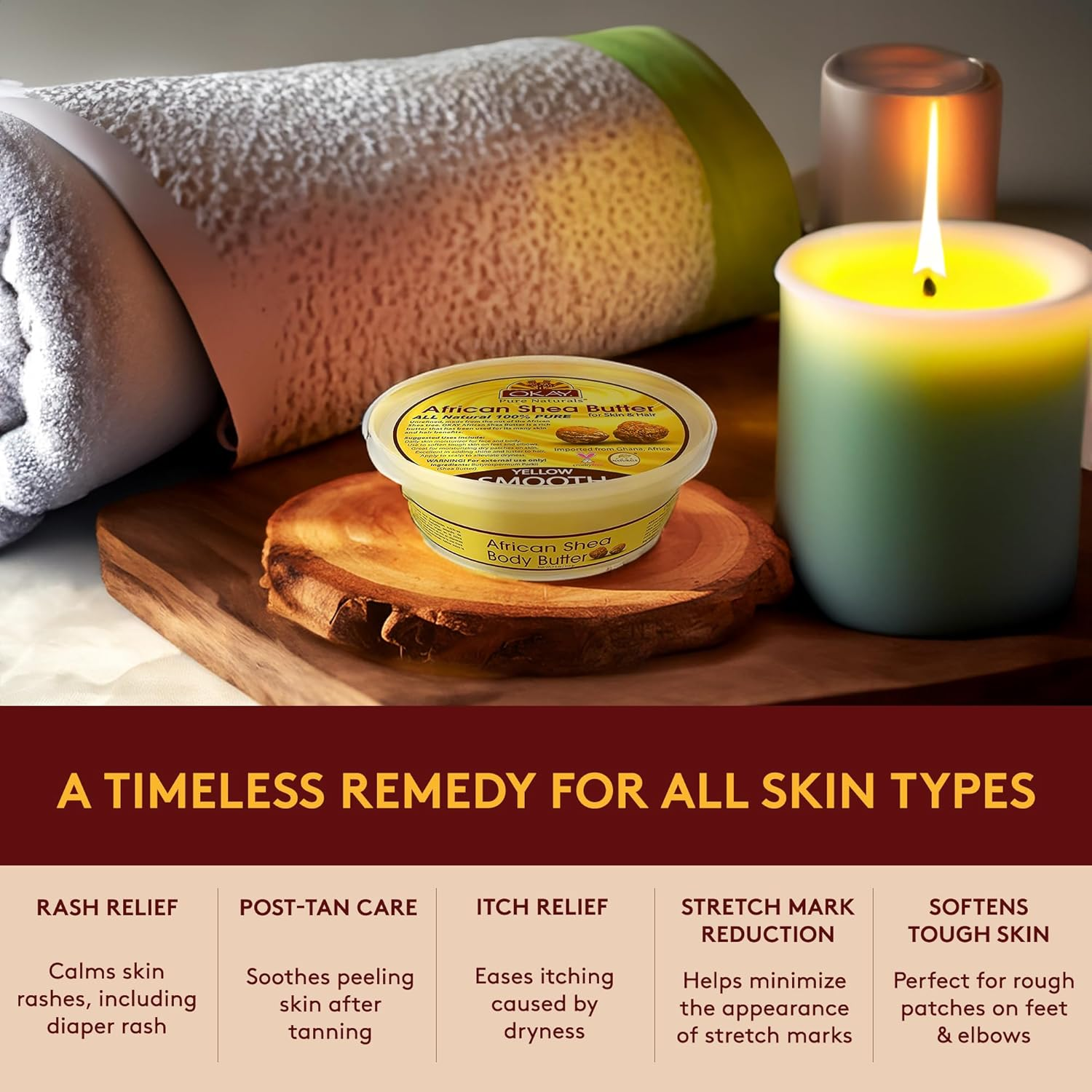 Okay Shea Butter Jar, Yellow, 8 Ounce image number 4