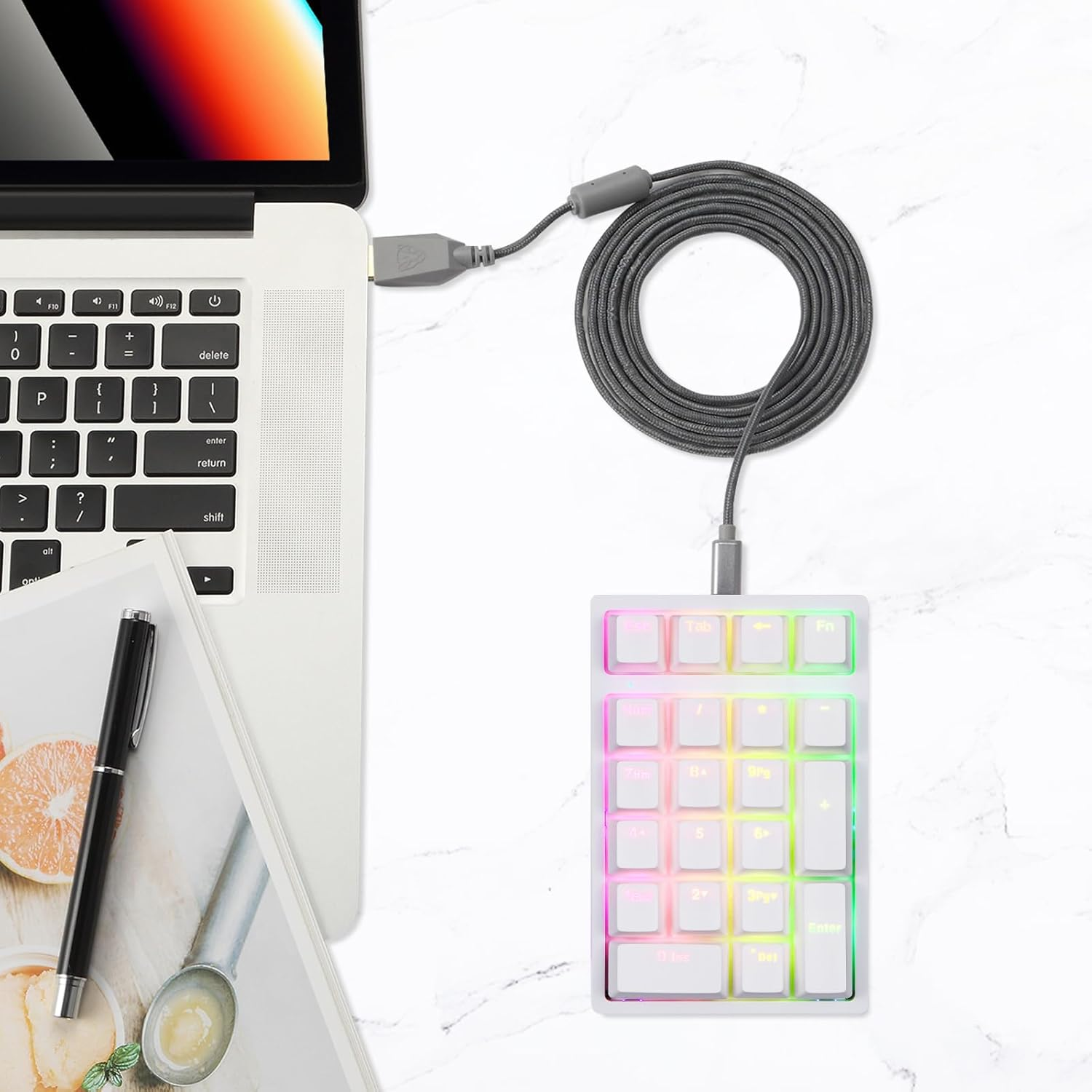 MOTOSPEED K24PRO Mechanical Numeric Keypad USB Wired 21Keys Mini Numpad Portable Keypad RGB Backlight Gaming Keypad Extended Layout for Cashier,Computersfor Pc,Mac,Windows image number 2