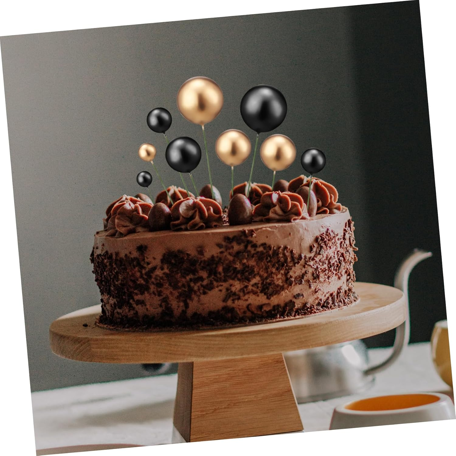 Jojofuny 30Pcs Gold and Silver Ball Cake Picks Cake Topper Balls Birthday Toppers Picks Birthday Party Supplies Dessert Party Decorations image number 2