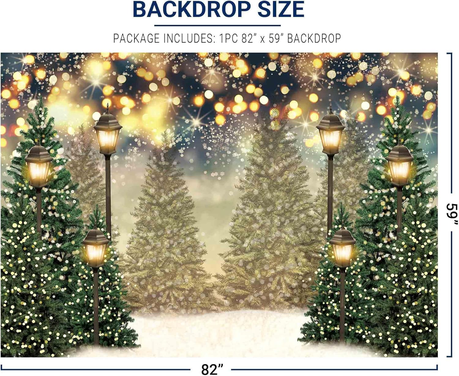 Allenjoy 82" X 59" Winter Christmas Photography Backdrop Glitter Spot Xmas Green Pine Trees Snowy Wonderland Background for Newborn Baby Shower Birthday Party Decor Banner Portrait Photo Booth Props image number 2